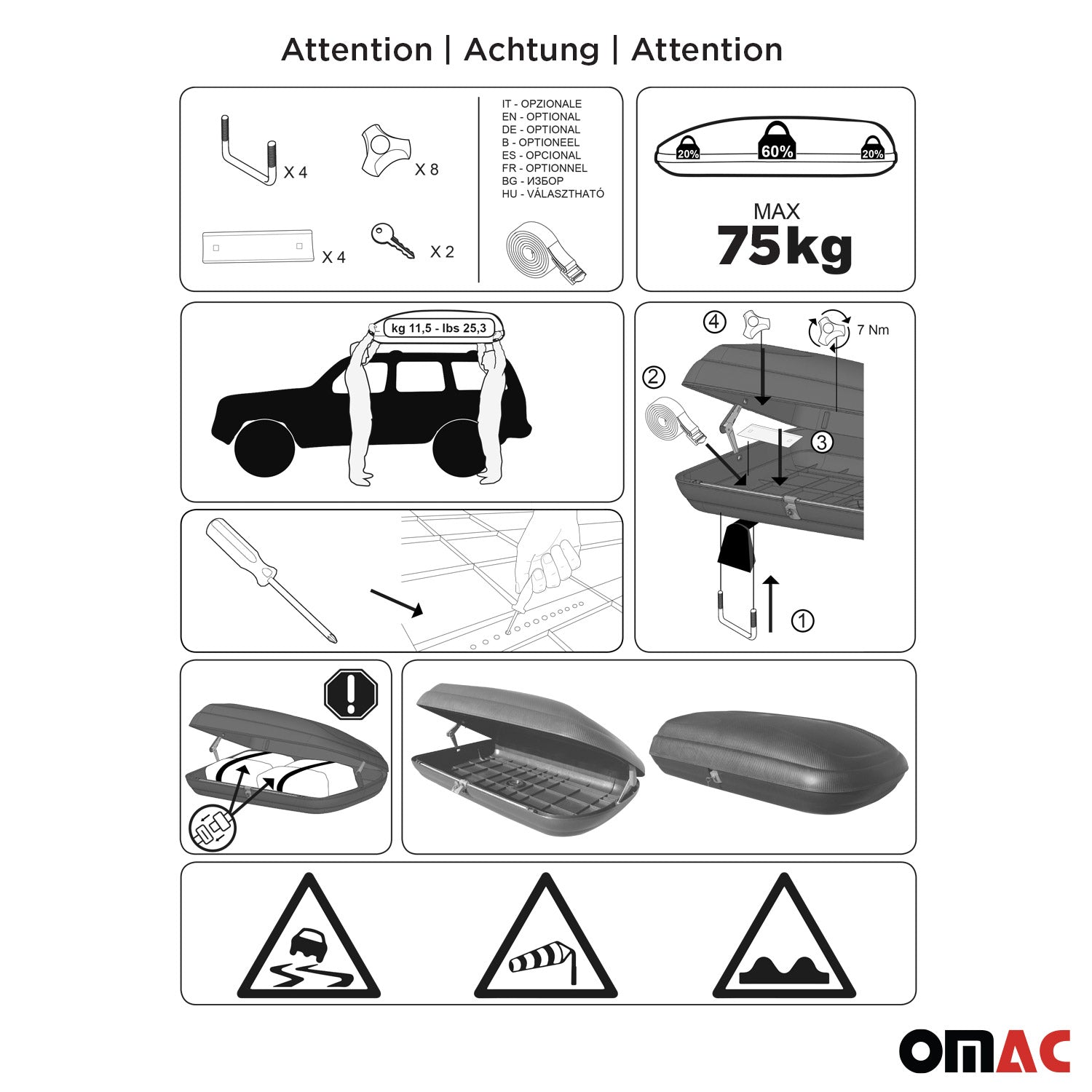 Roof Cargo Box 16.9 Cubic Feet Carbon Fiber Textured