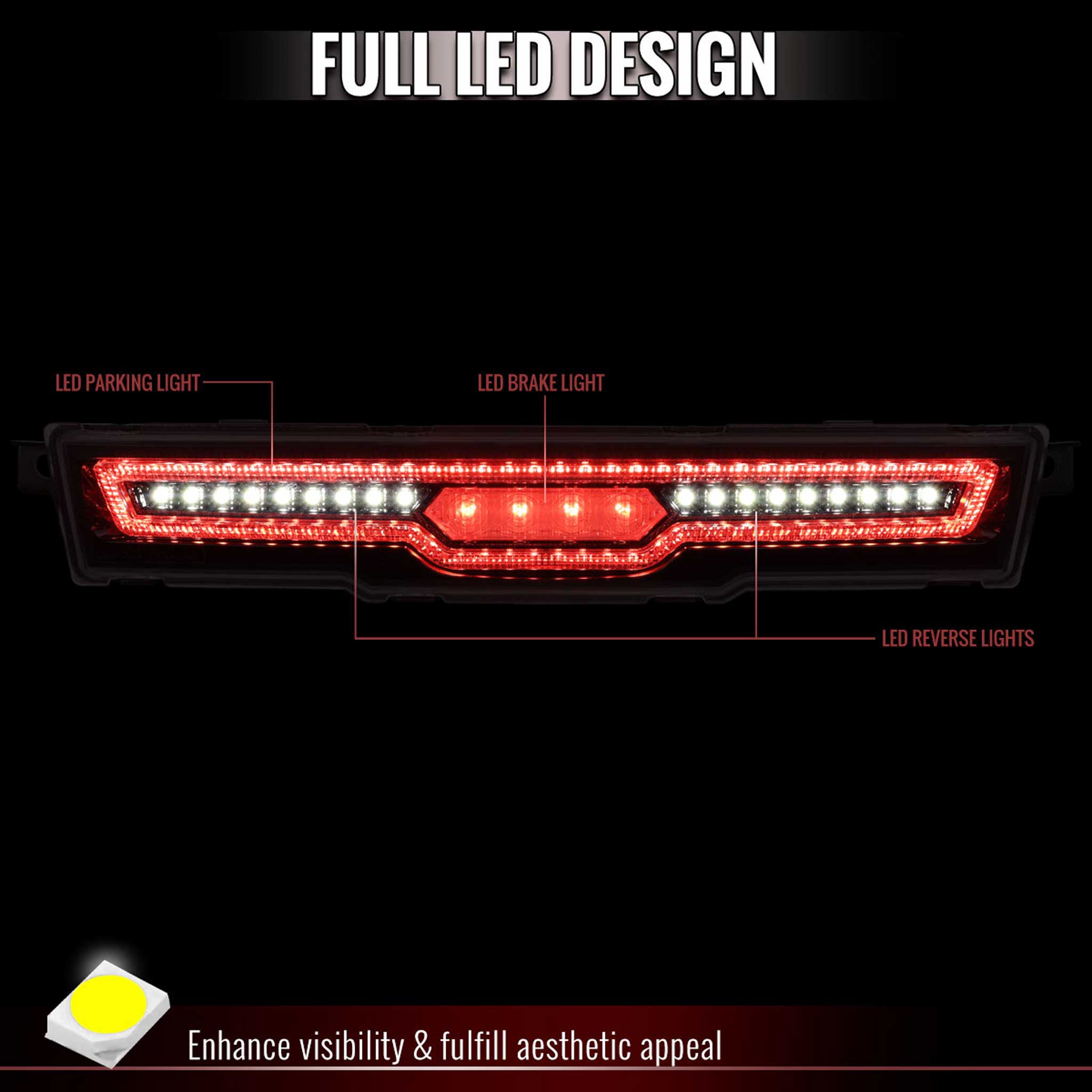 For Toyota GR86 / Subaru BRZ 2022-2024 Rear Bumper Full LED 4th Reverse Tail Brake Light Jet Black Housing Clear Lens