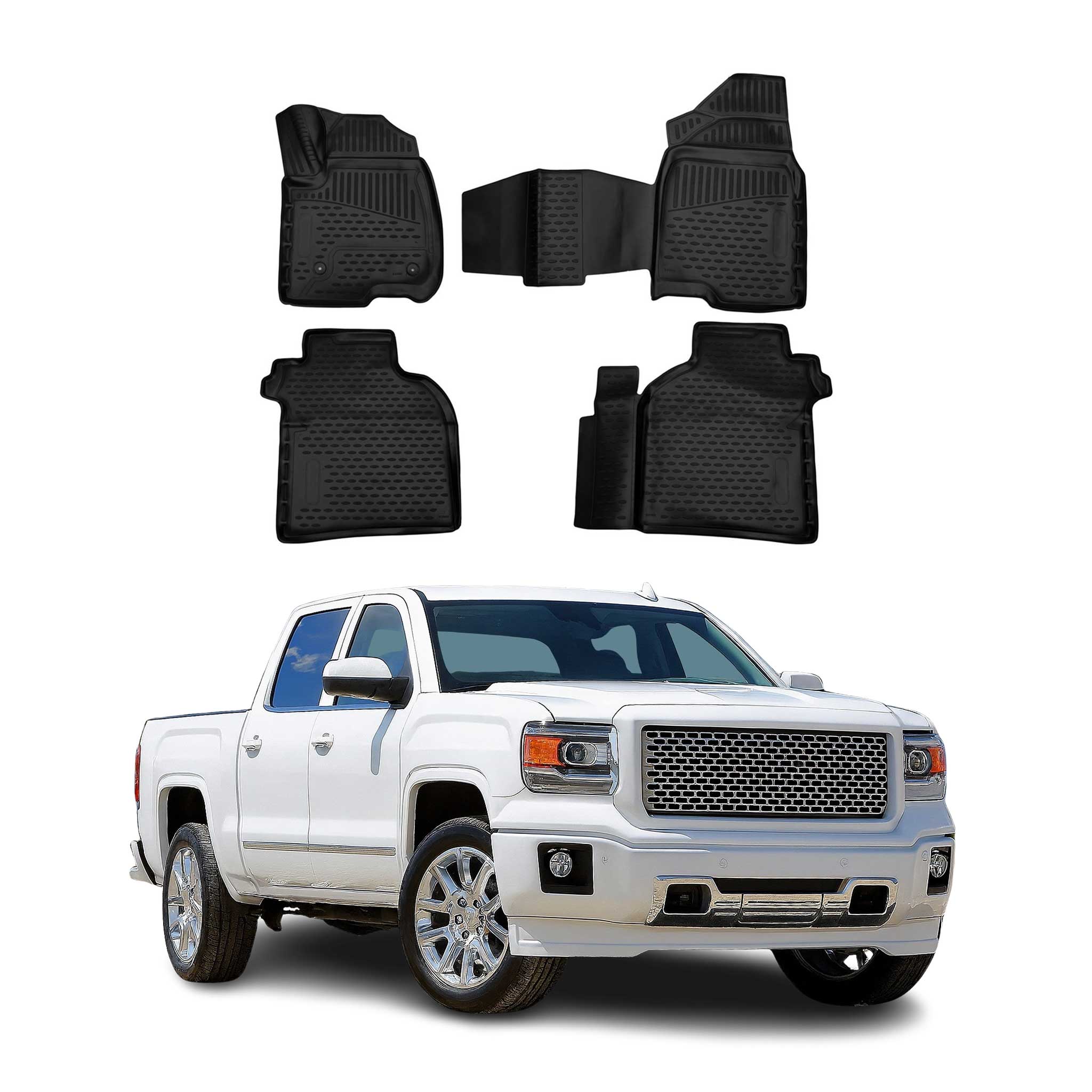2014-2019 GMC Sierra Crew Cab 1500/2500/3500 Floor Mats Liners Full Set All Weather