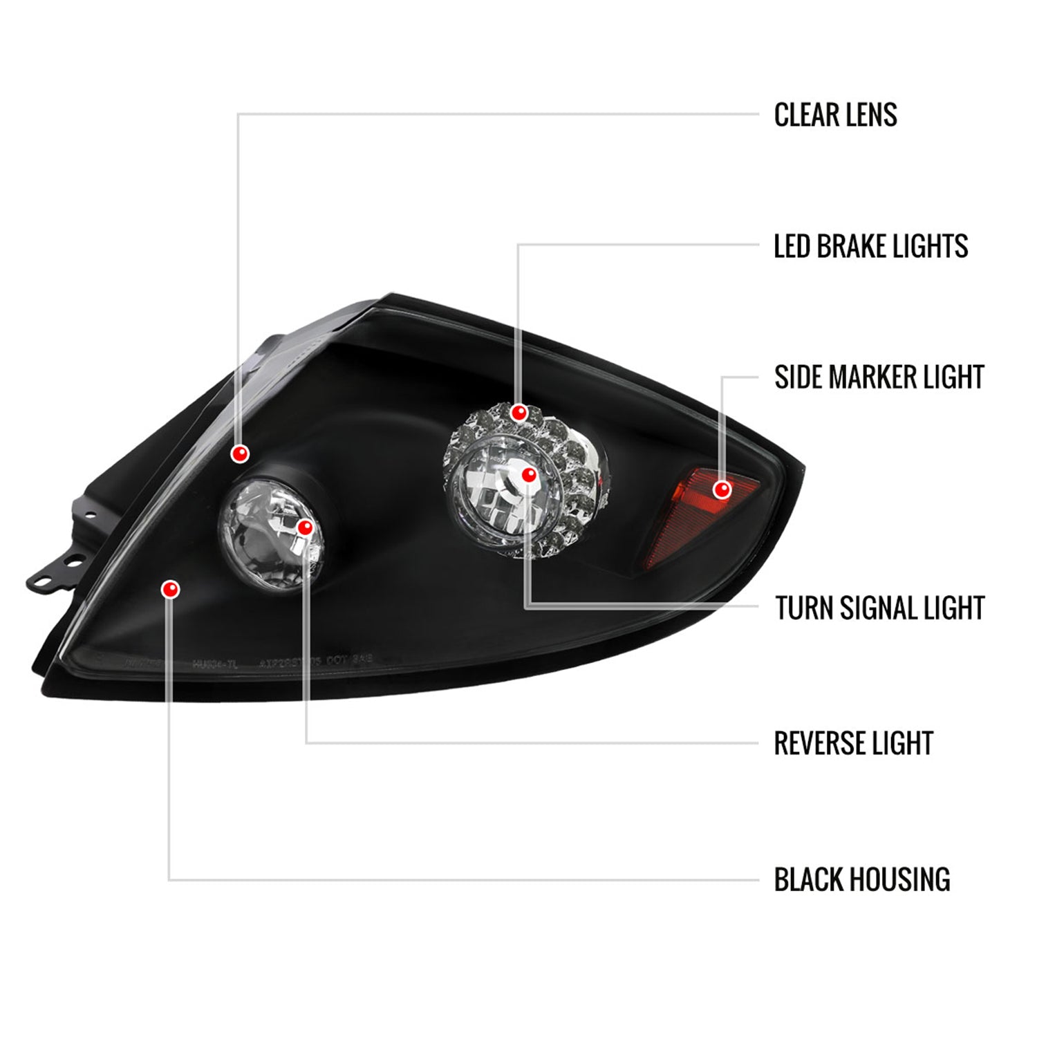 2006-2011 Mitsubishi Eclipse LED Tail Lights Matte Black Housing/Clear Lens