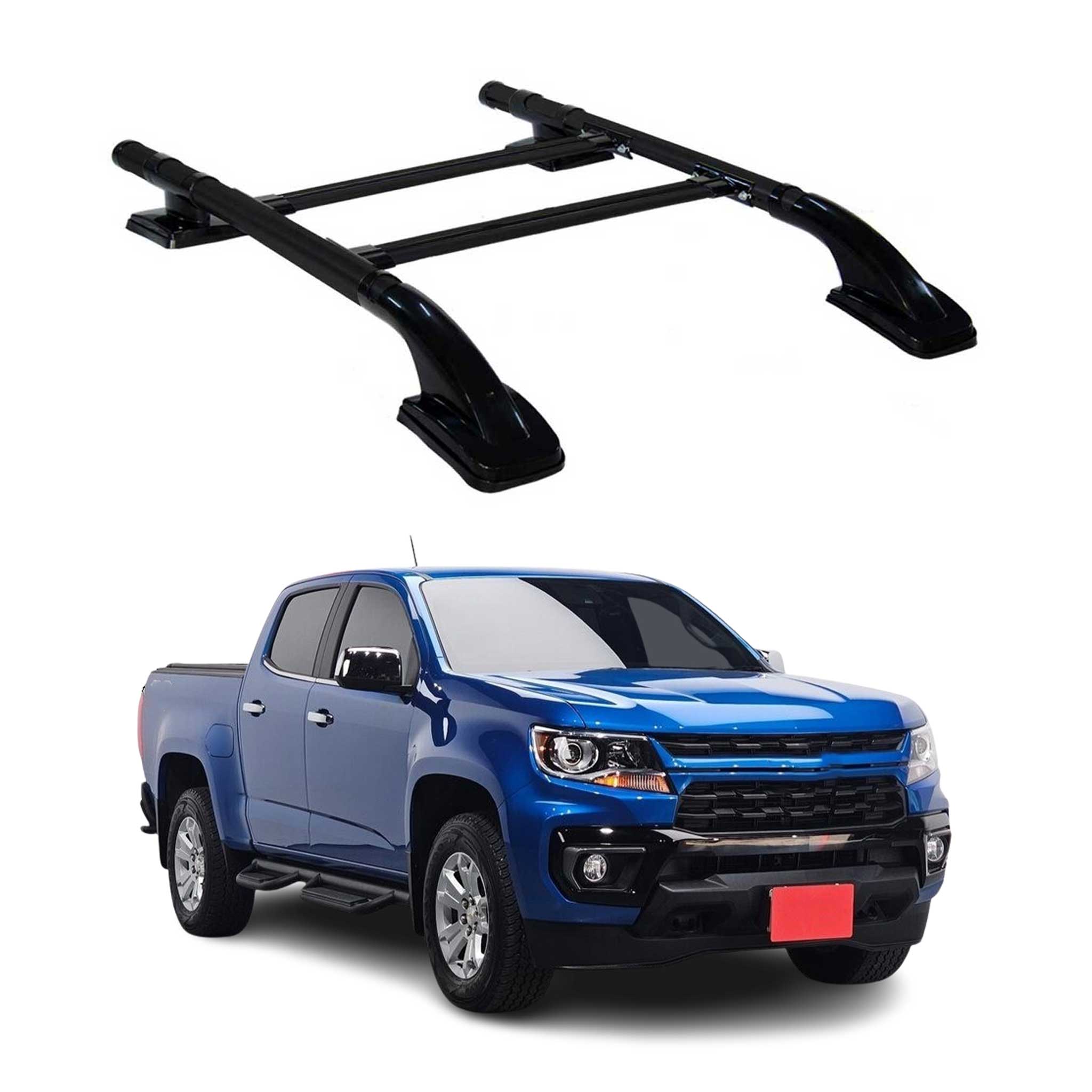 2023-2026 Chevrolet Colorado III Top Roof Rack & Side Rails Black Alu 4Pcs