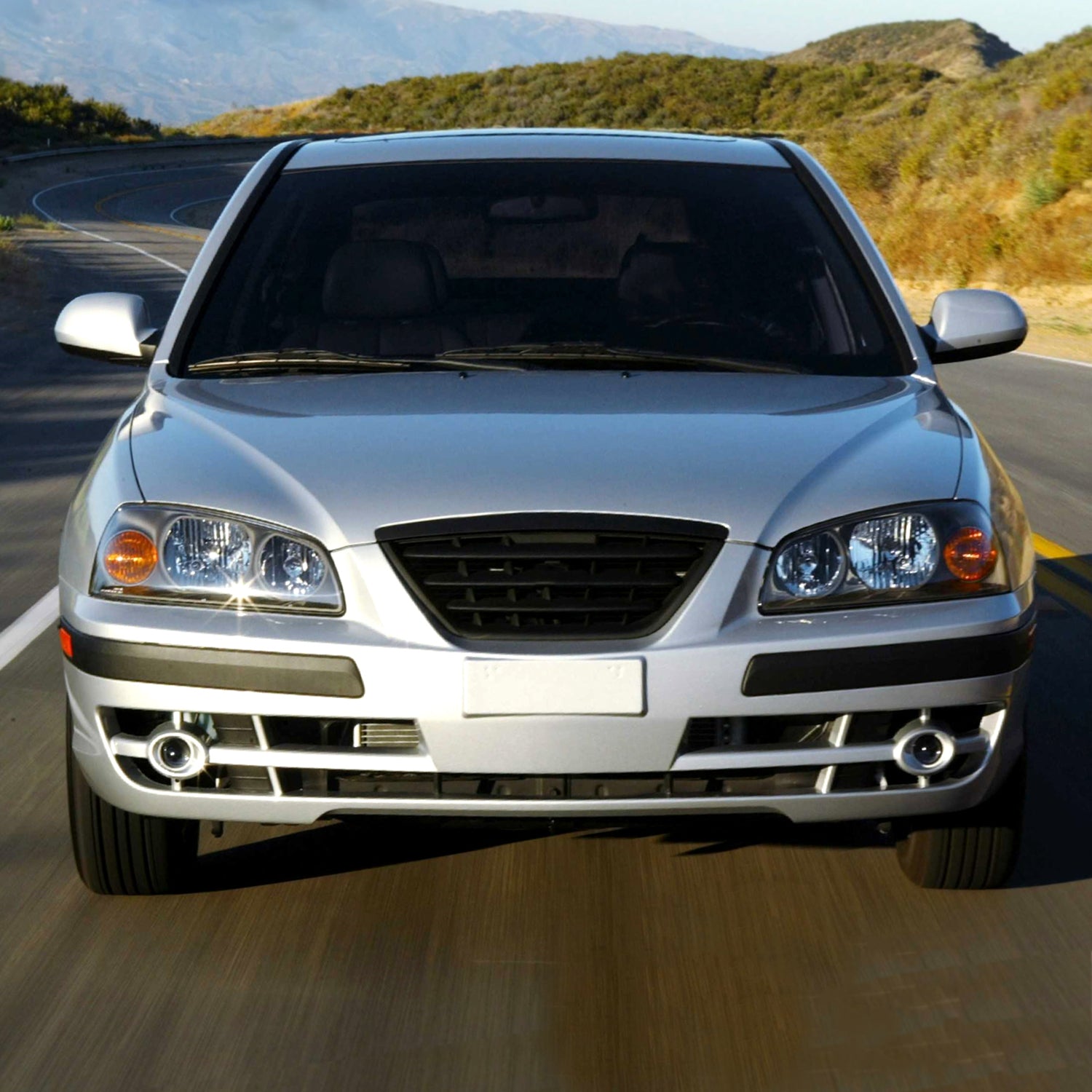 2004-2006 Hyundai Elantra Crystal Headlights w/ Amber Reflectors Black/Clear