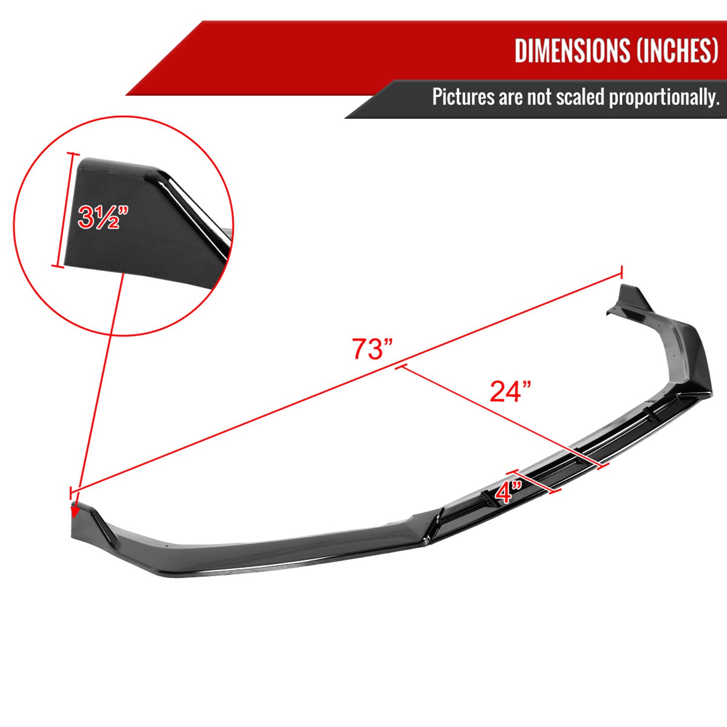 2018-2019 Hyundai Sonata Glossy Black 3Pcs Front Bumper Lip Splitter Kit