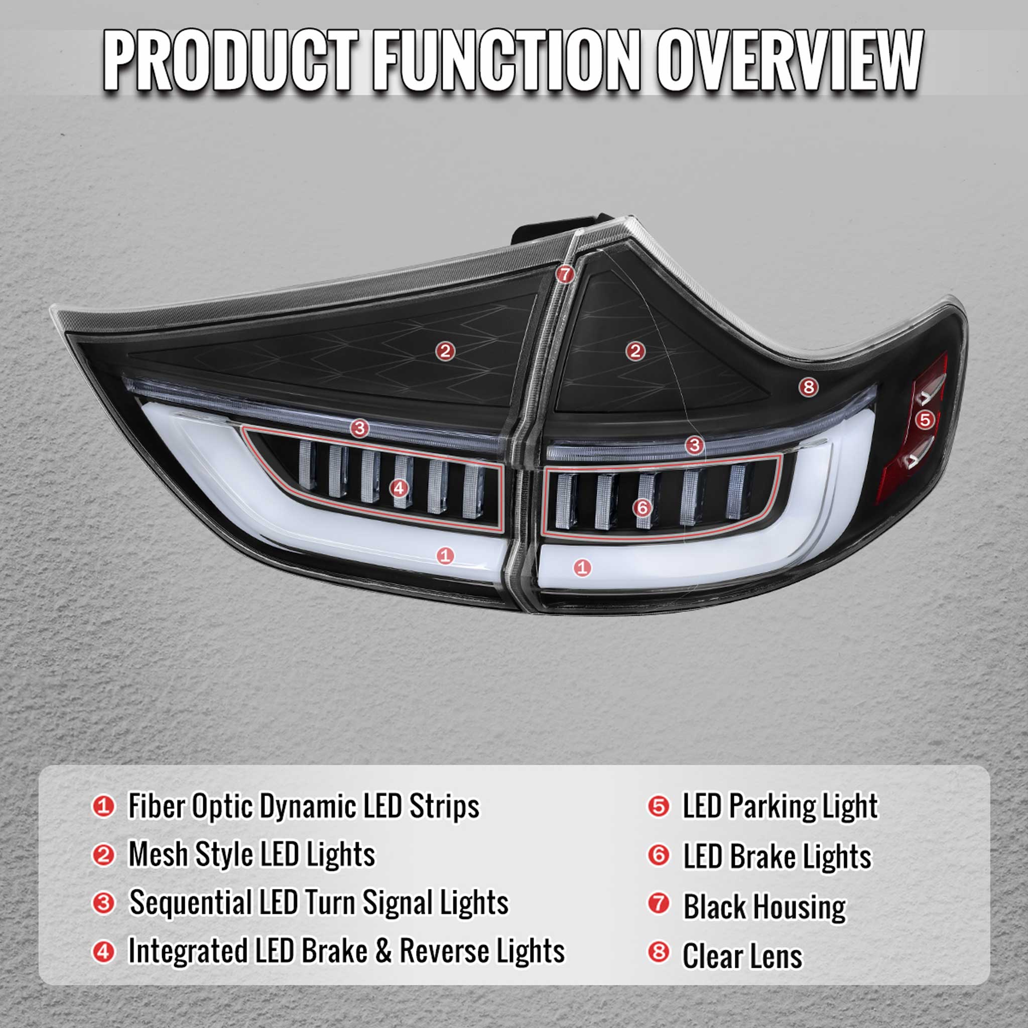 For Toyota Sienna 2011-2014 Full LED Tail Lights Sequential Signal Startup Black Housing Clear Lens