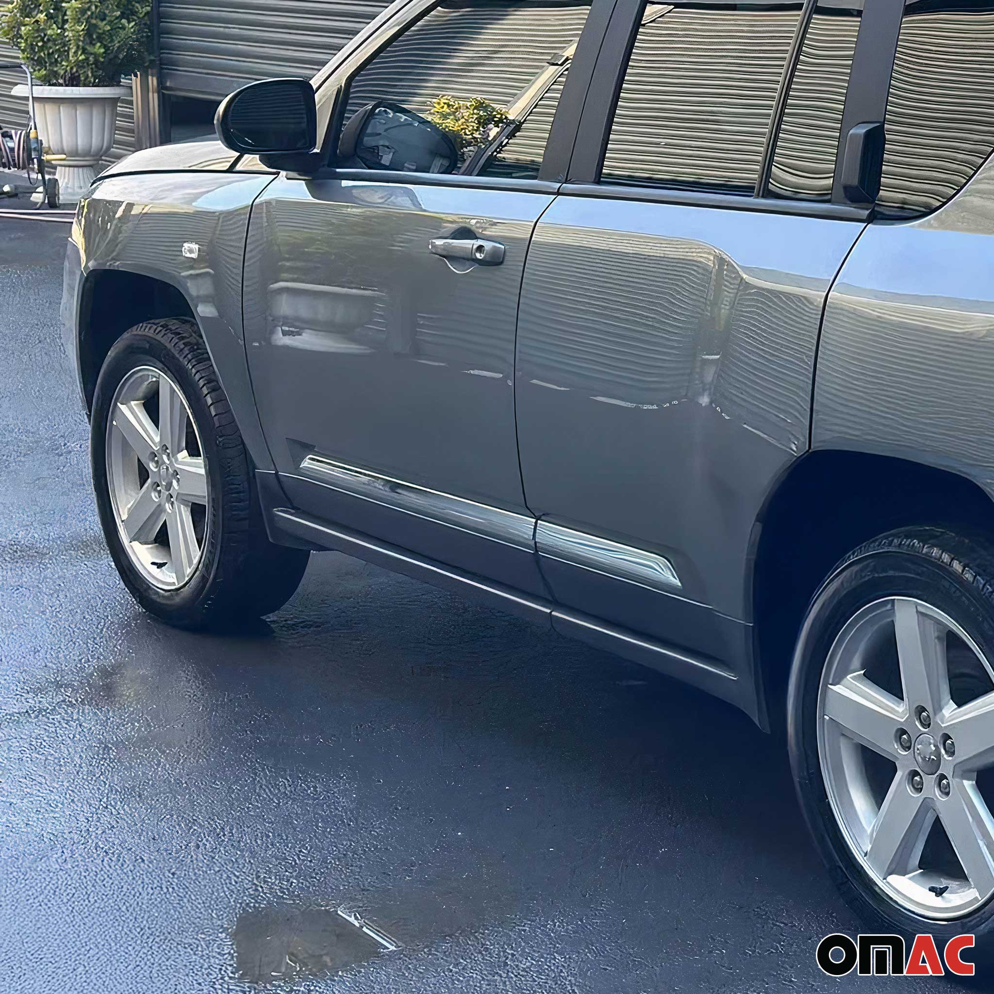 2006-2017 Jeep Compass Side Door Molding Trim Skirt Garnish Stainless Steel 4 Pcs