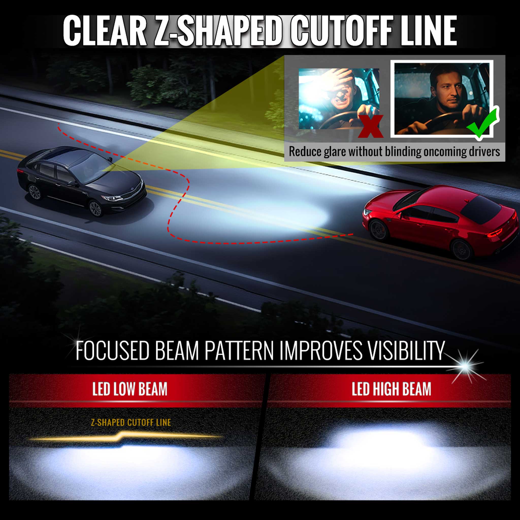For Ford F-150 2021-2023 Full LED Projector Headlights Sequential Start-Up Glossy Black Clear Lens