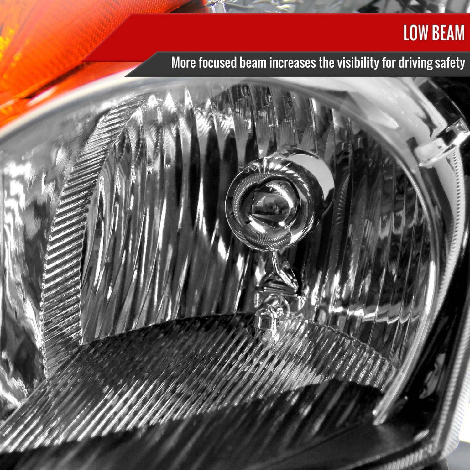 2007-2009 Nissan Altima Sedan Crystal Headlights Amber Reflector Matt Black