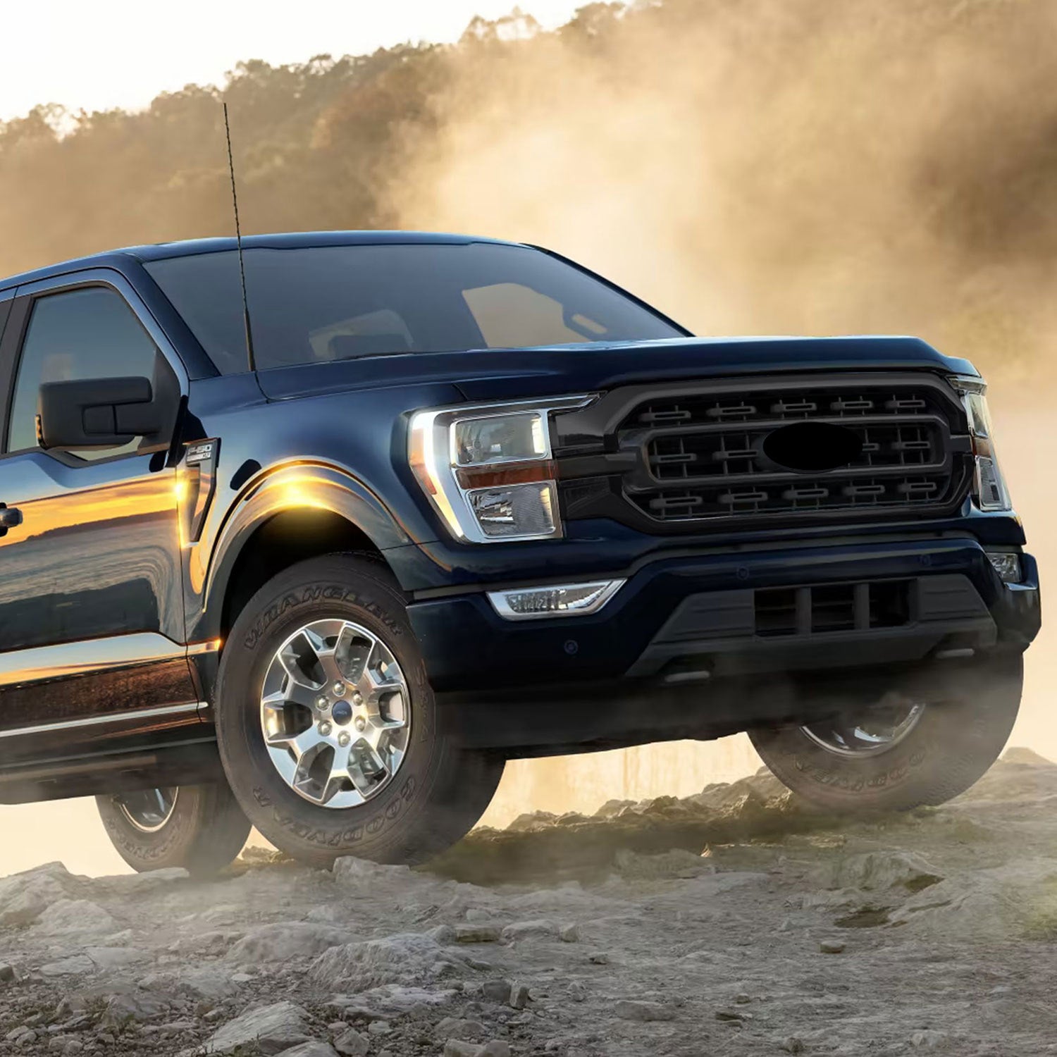 2021-2023 Ford F-150 Grille Overlay Gloss Black 1Pcs ABS Plastic