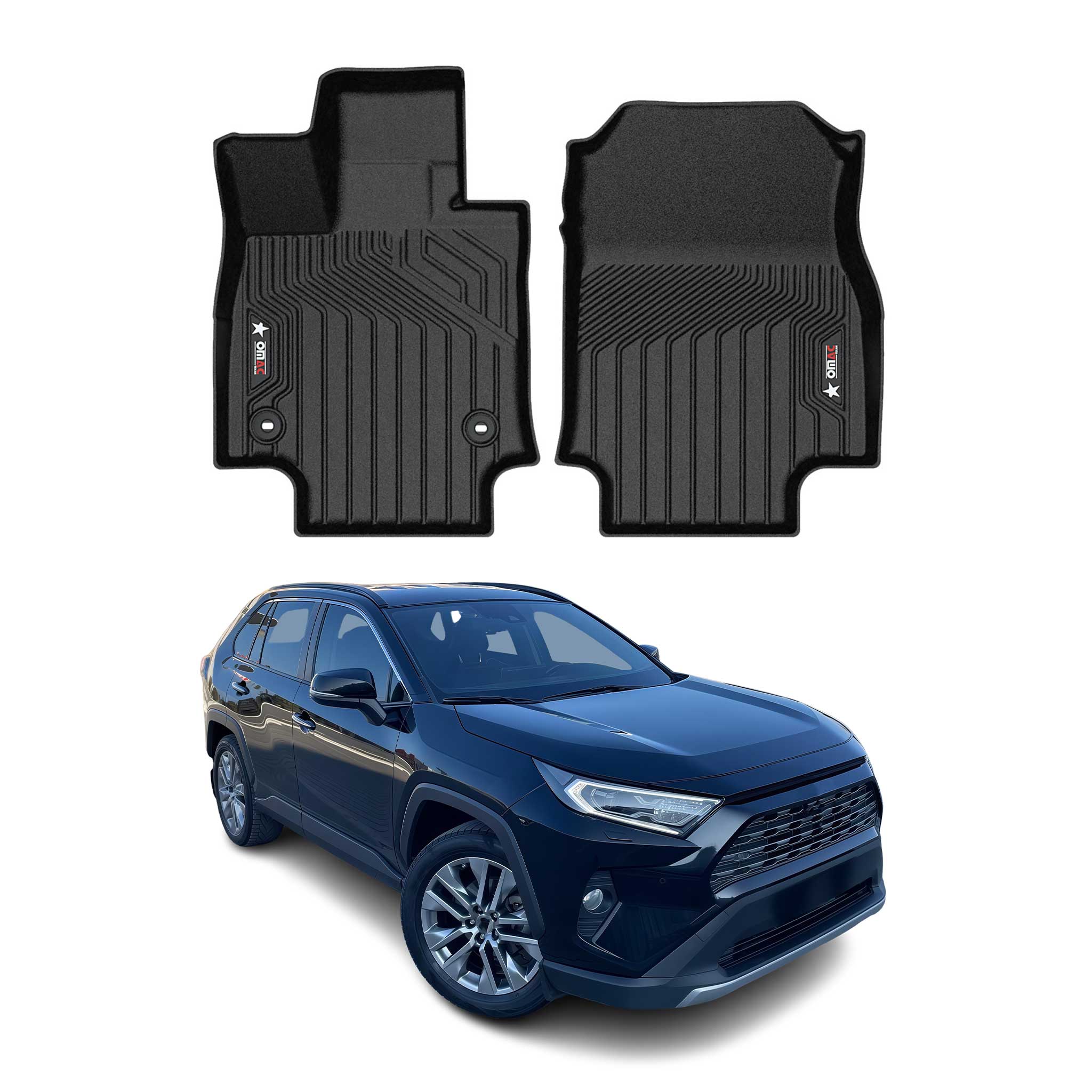 2019-2025 Toyota RAV4 Premium Floor Mats Liners First Row Front Black