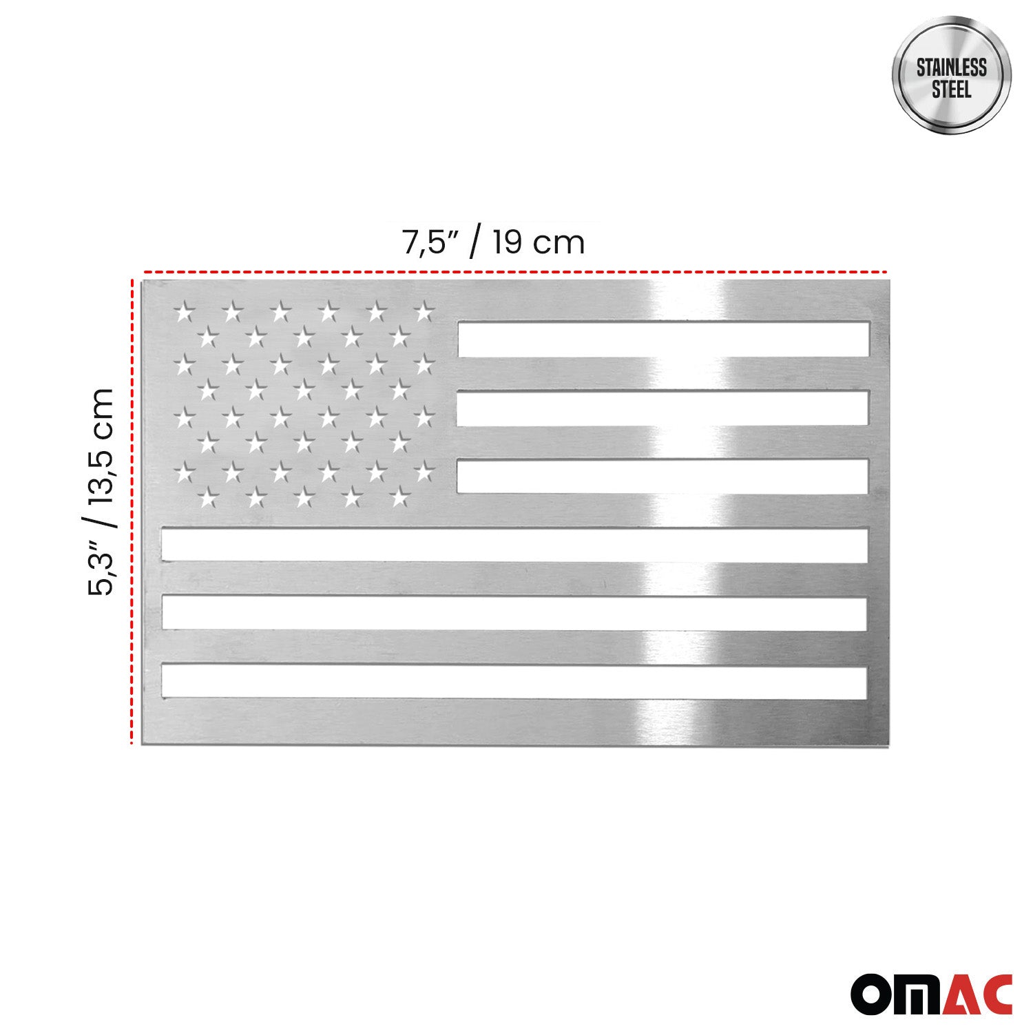 US American Flag 4 Pack Brushed Chrome Decal Car Sticker Emblem Stainless Steel