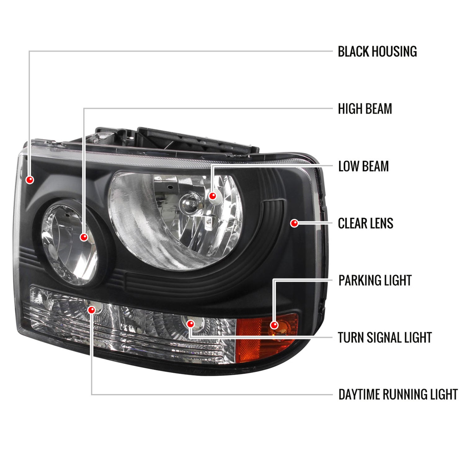 1999-2002 Chevy Silverado 1500 2500/Tahoe Suburban Factory Headlights Black