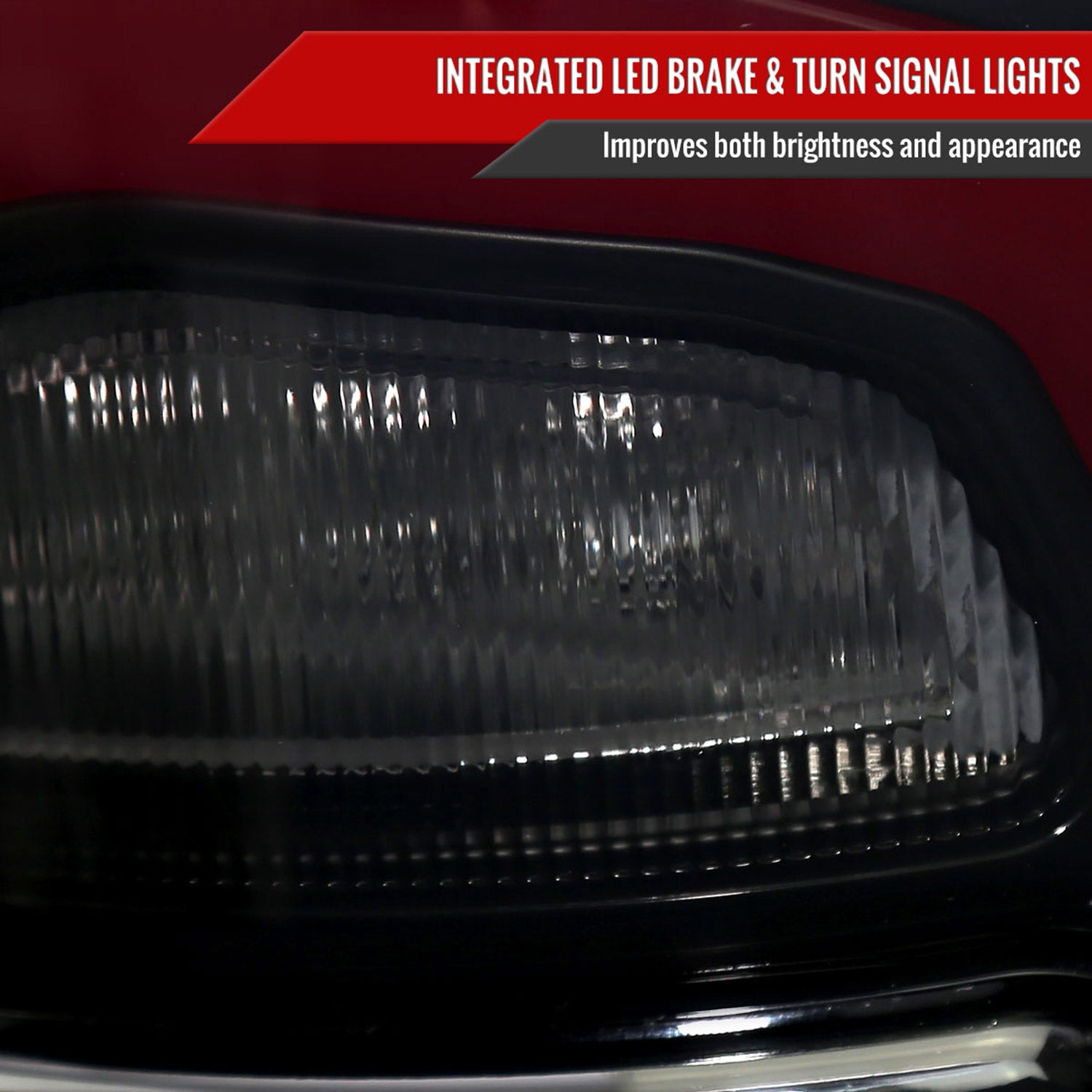 2009-2018 Dodge RAM 1500 2500 3500 Red LED Bar Tail Lights Matt Black/Smoke