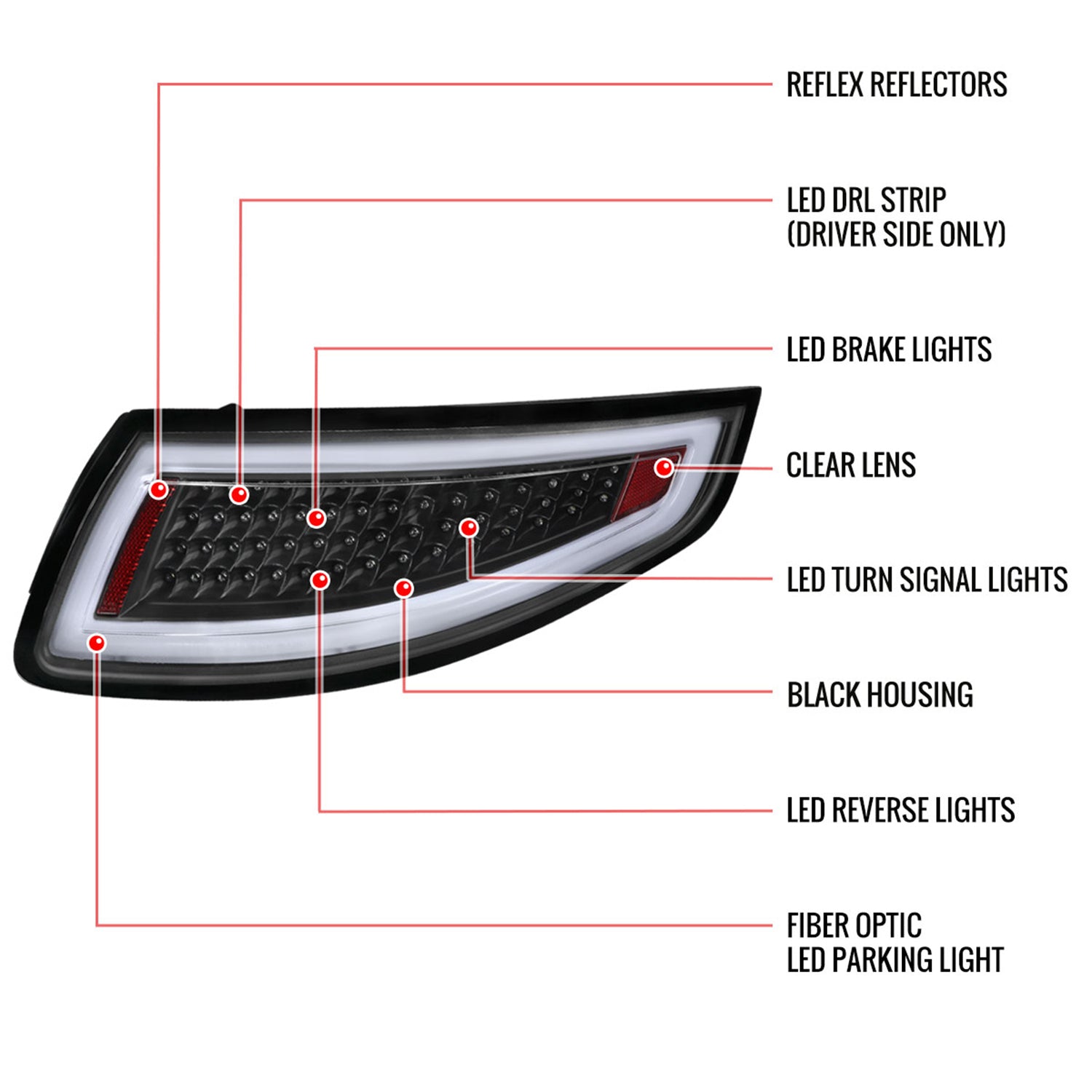 2005-2008 Porsche 911 997 Carrera / 911 997 GT3 LED Tail Lights Matt Black