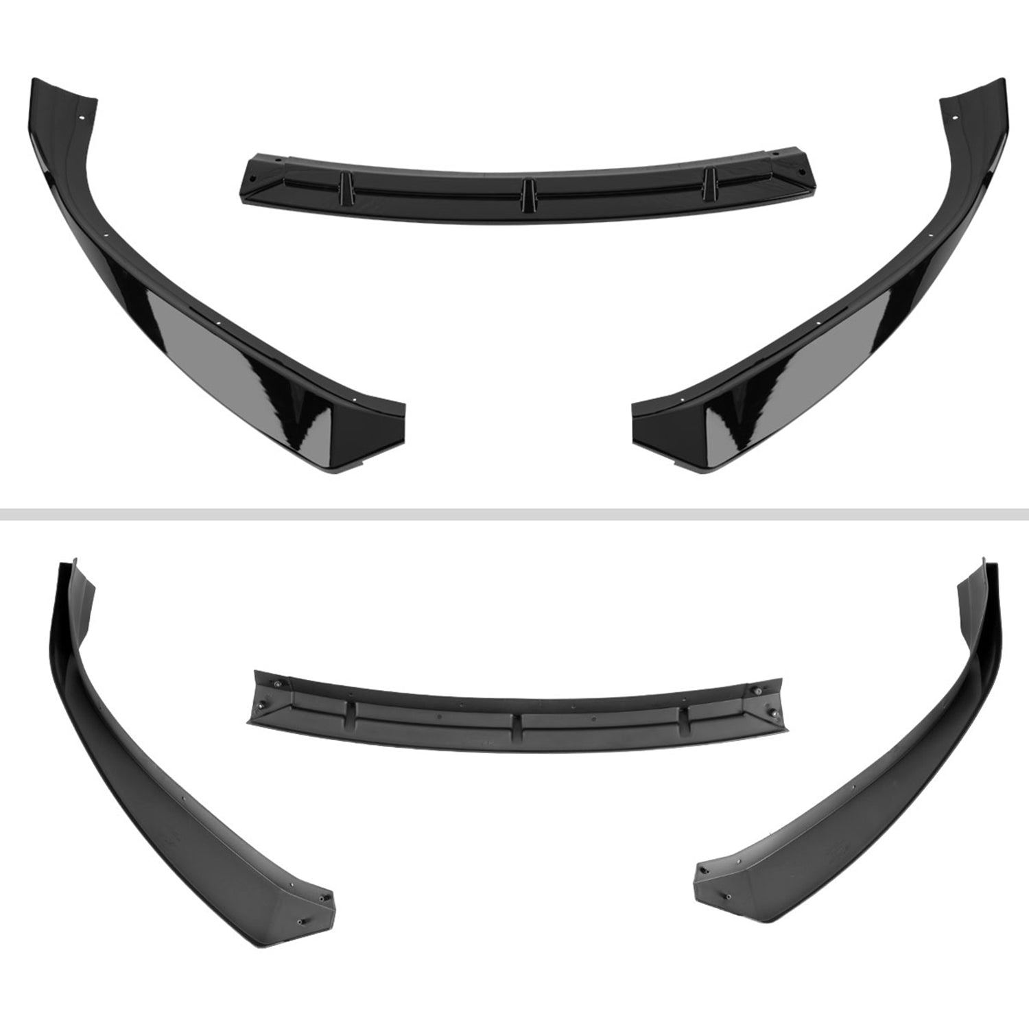 2016-2020 Tesla Model S Glossy Black 3Pcs Front Bumper Lip Splitter Kit