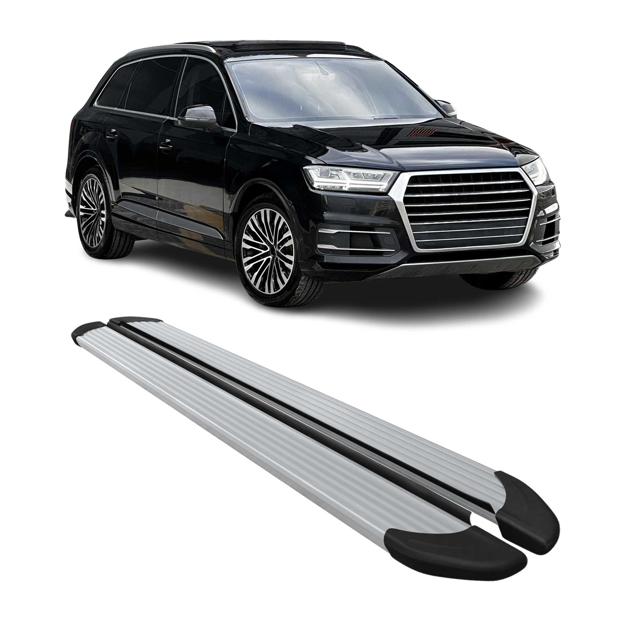 2017-2025 Audi Q7 Running Boards Side Steps Silver