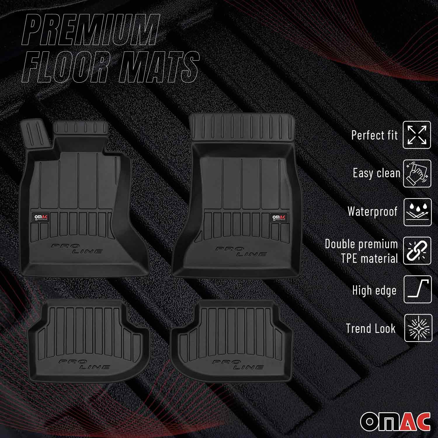 2010-2013 BMW 5 Series F10 F11 4WD xDrive Premium Floor Mats Liners Full Set All Weather Heavy Duty Black