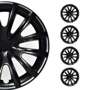 14" Inch Hubcaps Wheel Rim Cover Glossy Black & Black Insert 4pcs Set