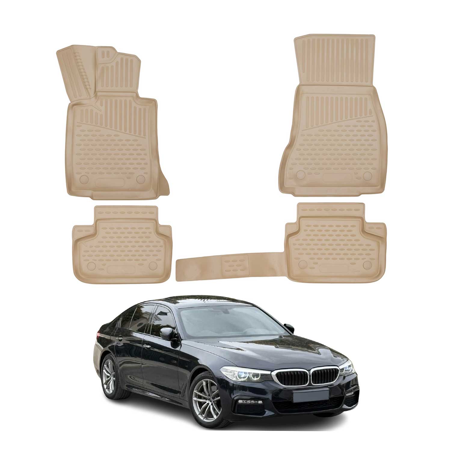 2017-2023 BMW 5 Series G30 G31 Sedan Touring Floor Mats Liners Full Set All Weather Beige