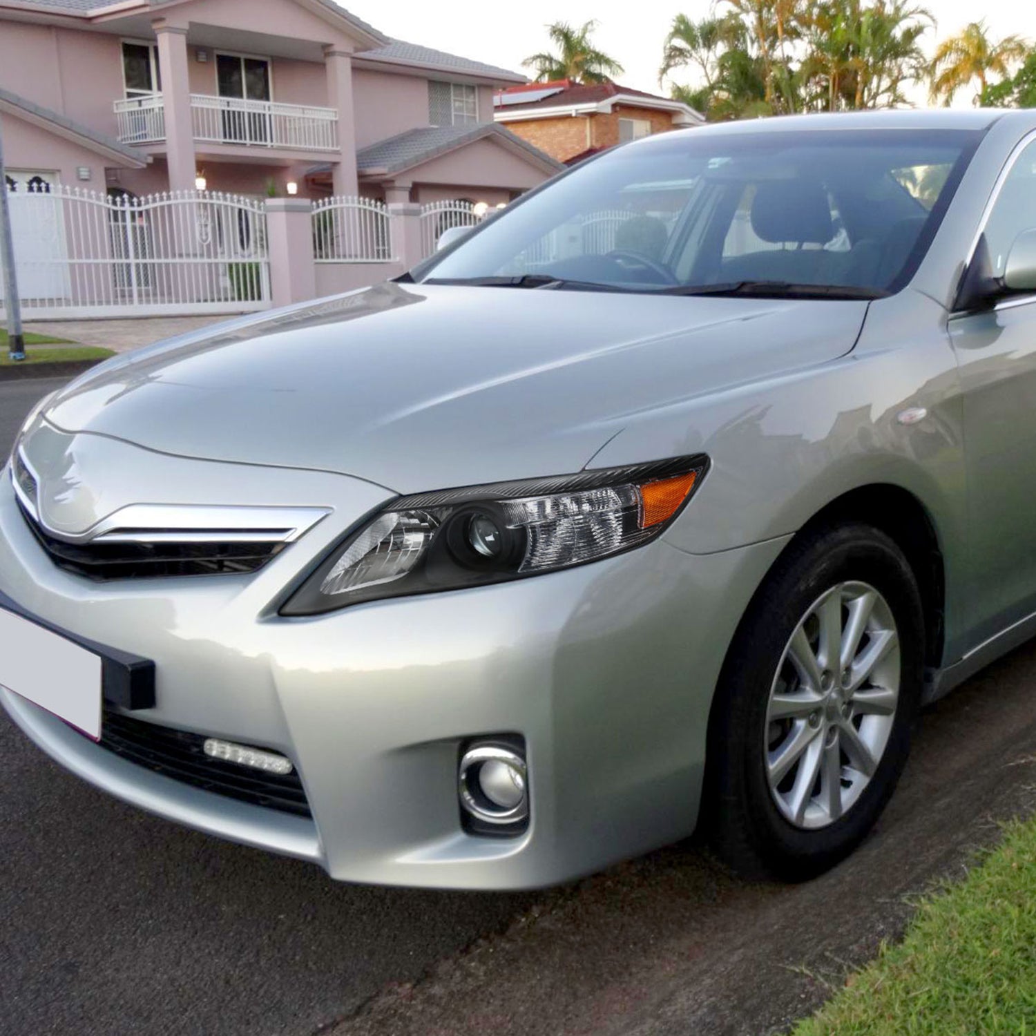 2010-2011 Toyota Camry Projector Headlights Amber Reflectors Matt Black/Clear