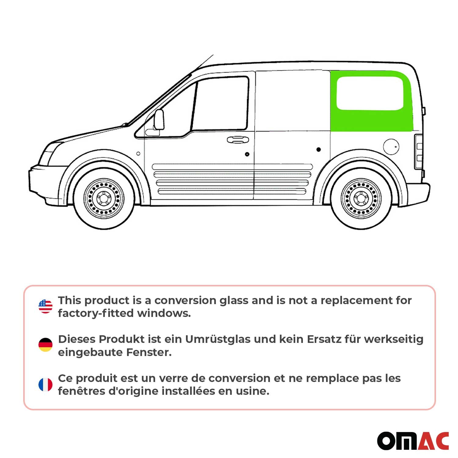 2010-2013 Ford Transit Connect Window Glass Rear Left Side L1 L2 Black