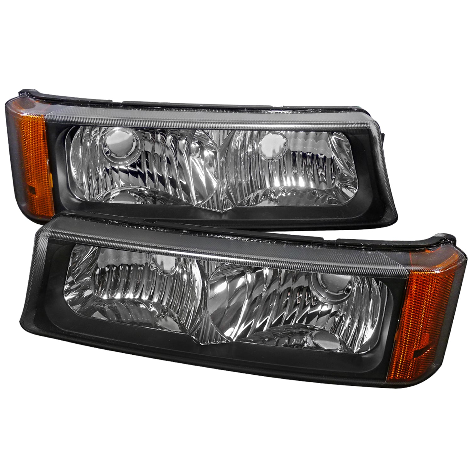 2002-2007 Chevy Silverado/Avalanche Bumper Lights Matte Black/Clear Lens
