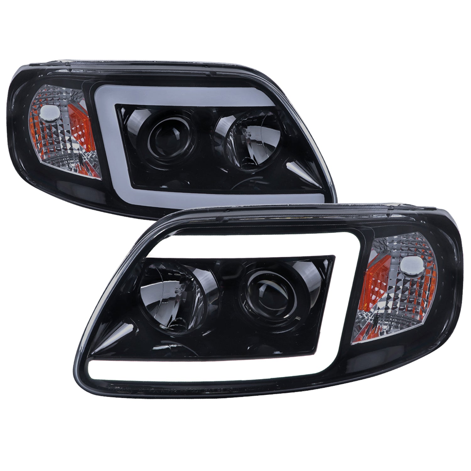 1997-2004 Ford F-150 / 1997-2002 Expedition LED C-Bar Projector Headlights Smoke