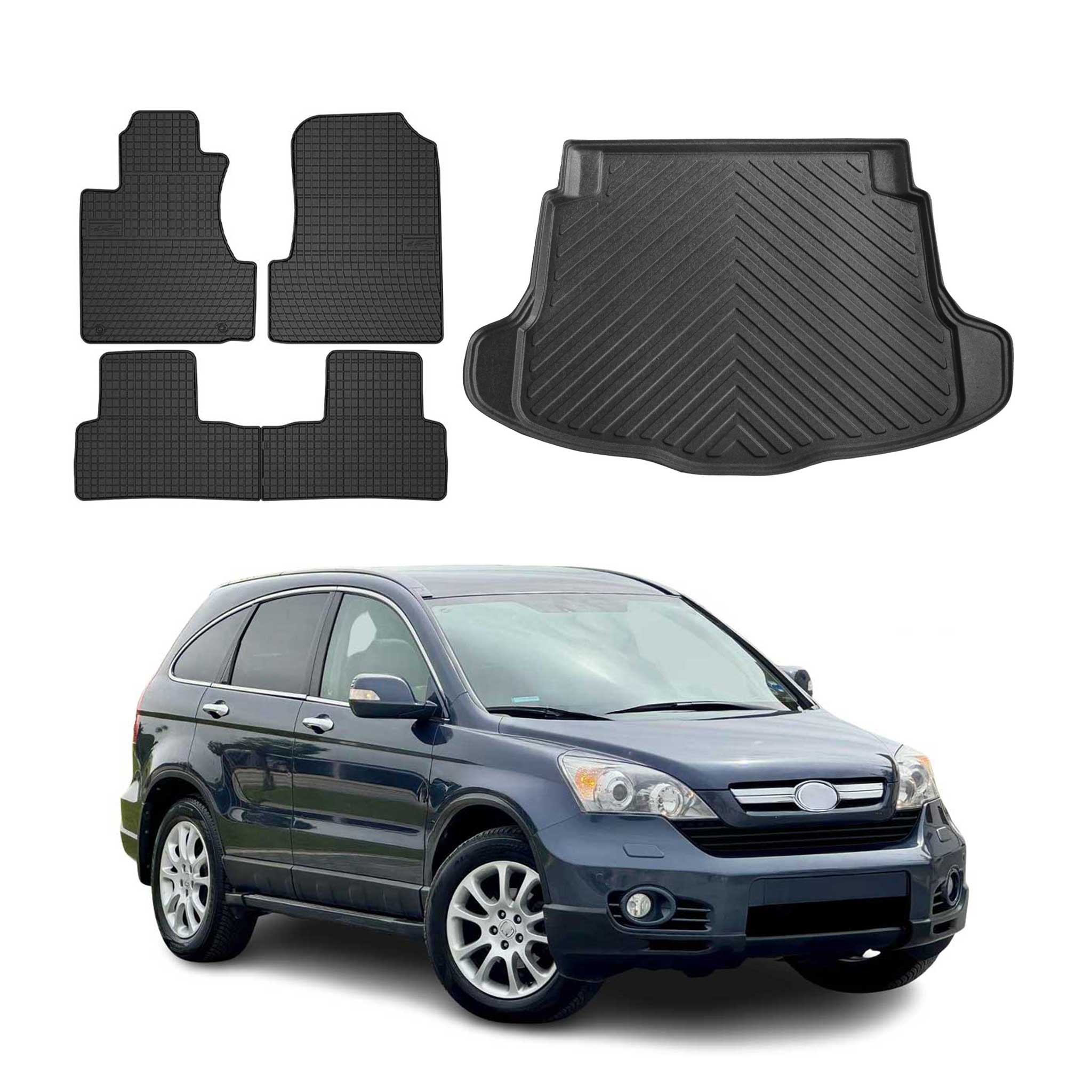 2007-2011 Honda CR-V 3.gen Floor Mats & Cargo Liner Full Set All Weather Black
