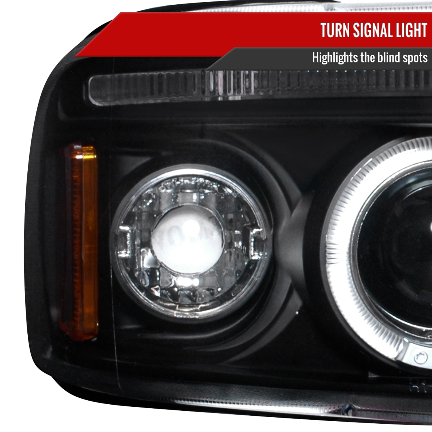 1994-2001 Dodge RAM Dual Halo Projector Headlights Matte Black/Clear Lens