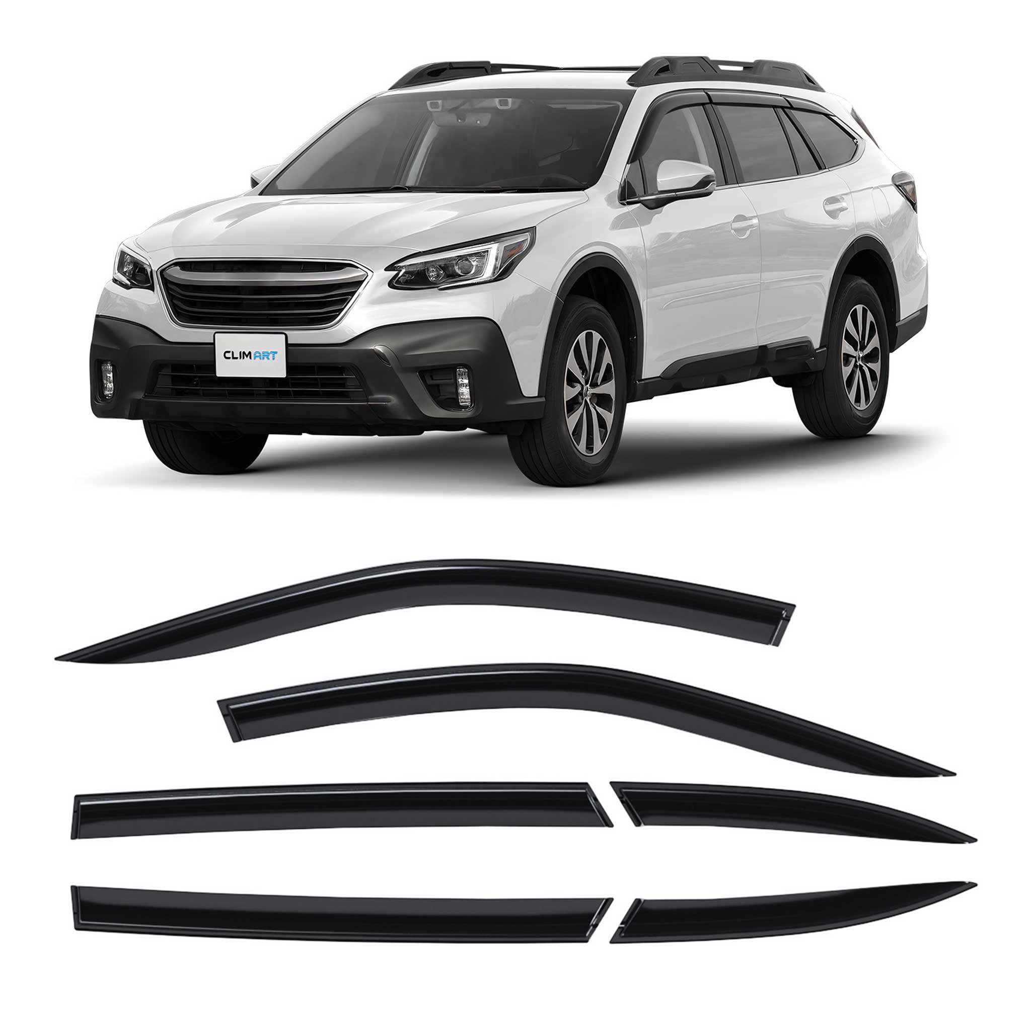 Clim Art Wind Deflectors for Subaru Outback 2020-2025 Tape-On Dark Smoke 6Pcs