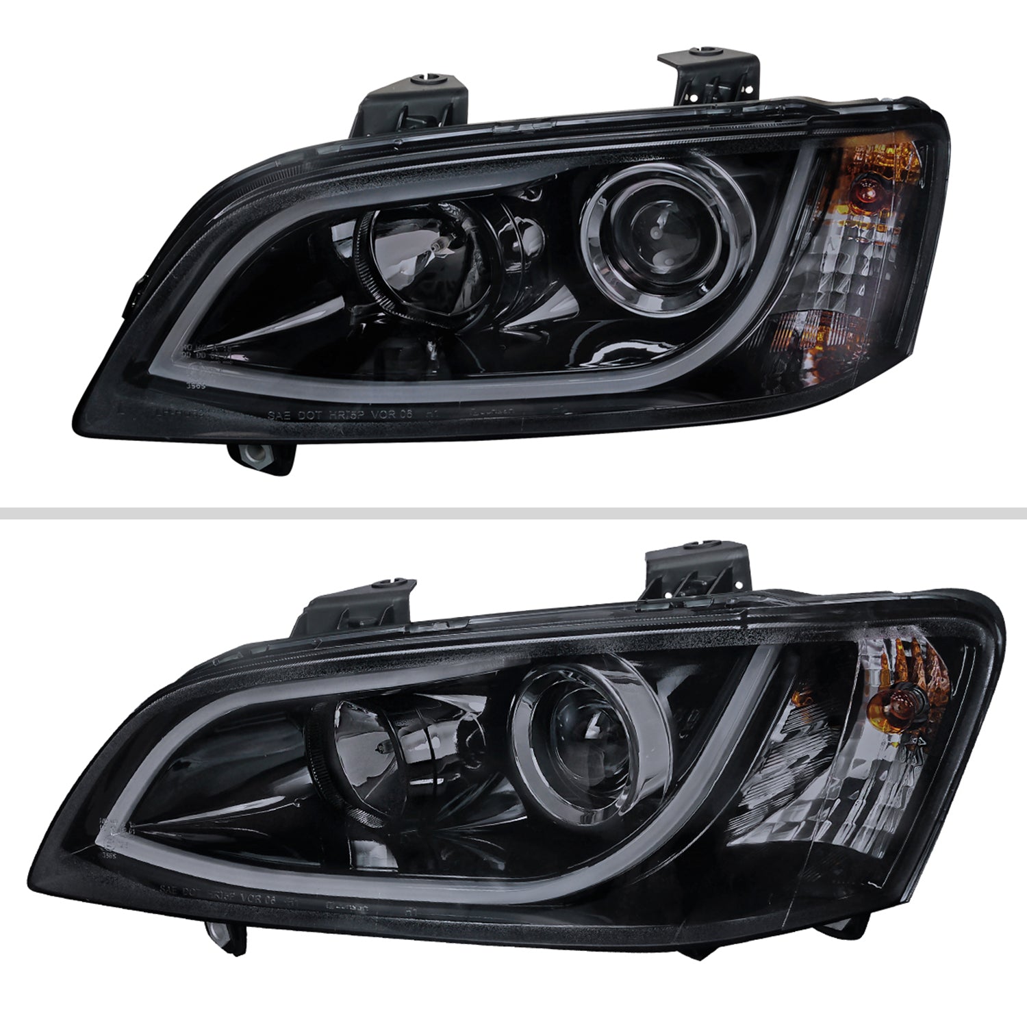 2008-2009 Pontiac G8 LED Bar Projector Headlights Glossy Black/Smoke Lens