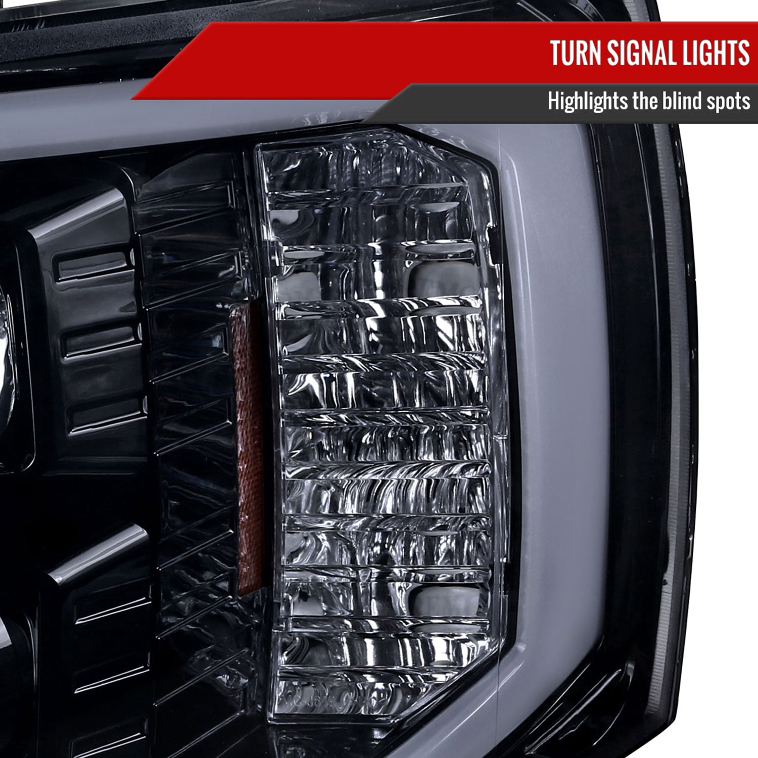 2007-2013 Chevy Silverado 1500/2500HD 3500HD LED C-Bar Headlights Glossy Black