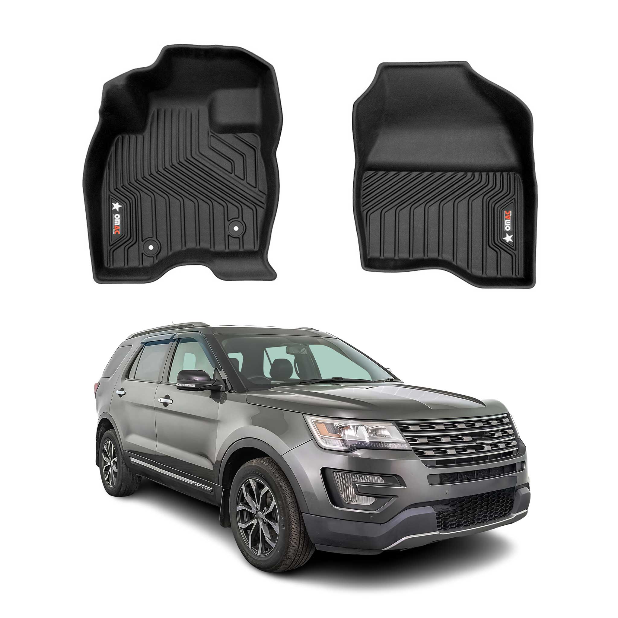 2016-2019 Ford Explorer Premium Floor Mats Liners First Row Front Black
