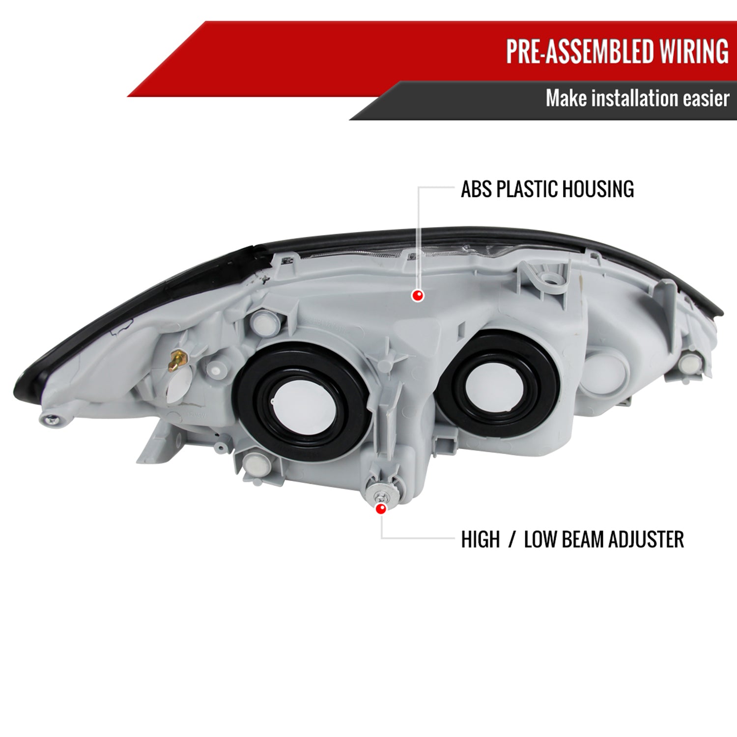 2005-2006 Toyota Camry Factory Crystal Headlights Amber Reflector Matt Black