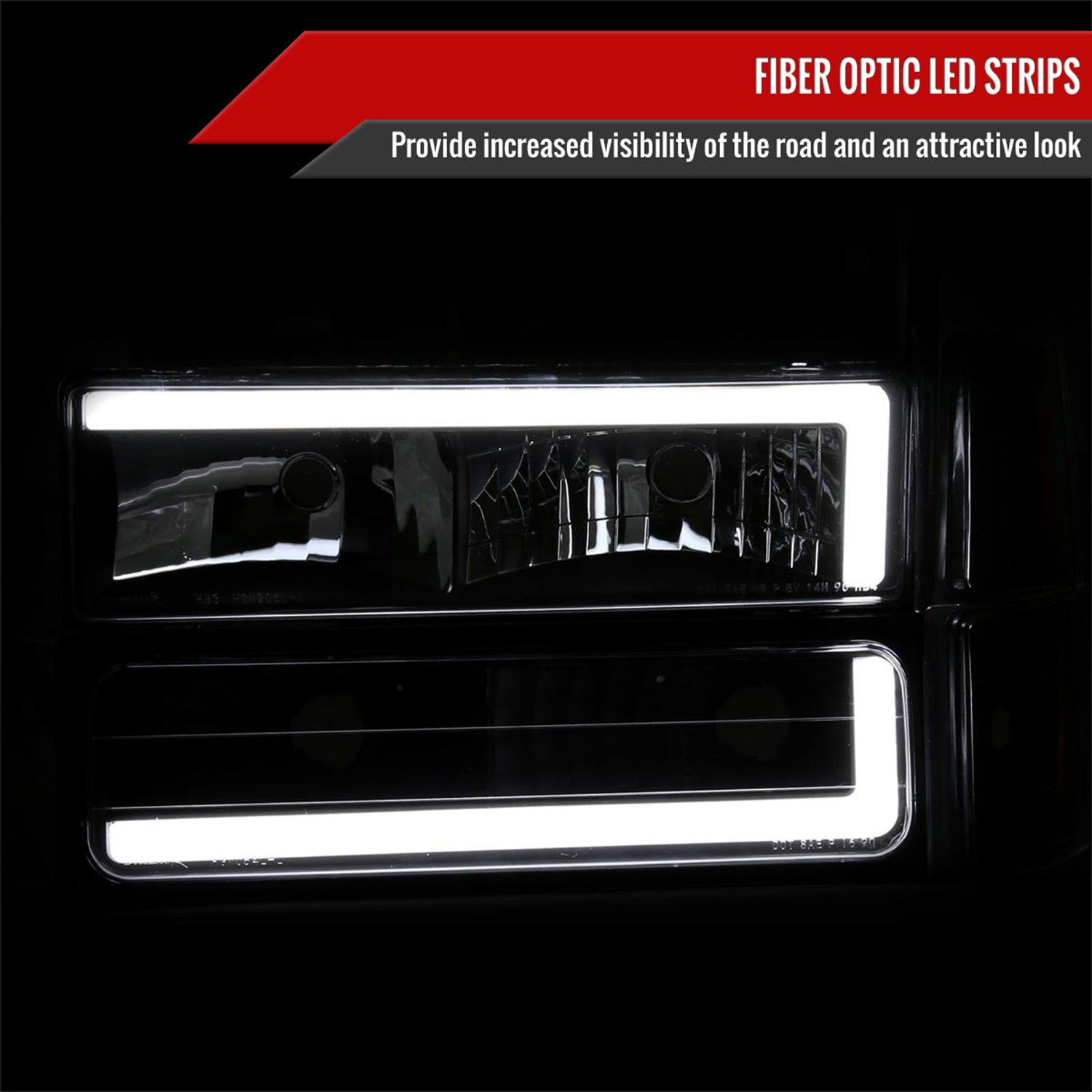 1994-1998 Chevy C10 C/K Tahoe Suburban LED Headlights &Corner Lights Black