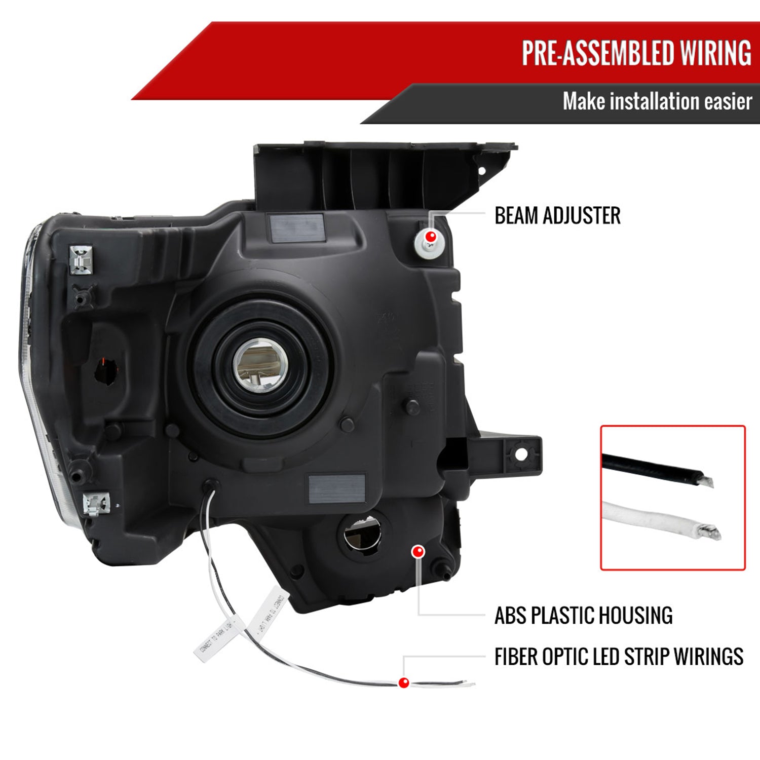 2009-2014 Ford F-150 LED Bar Factory Headlights Amber Reflectors Chrome