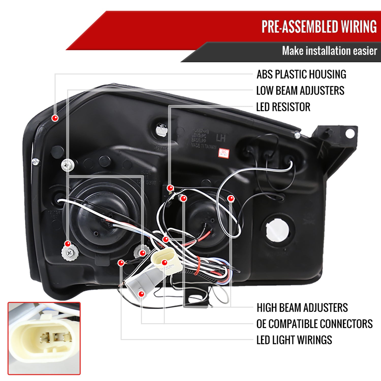 2005-2007 Dodge Magnum Dual Halo Projector Headlights Jet Black/Clear Lens