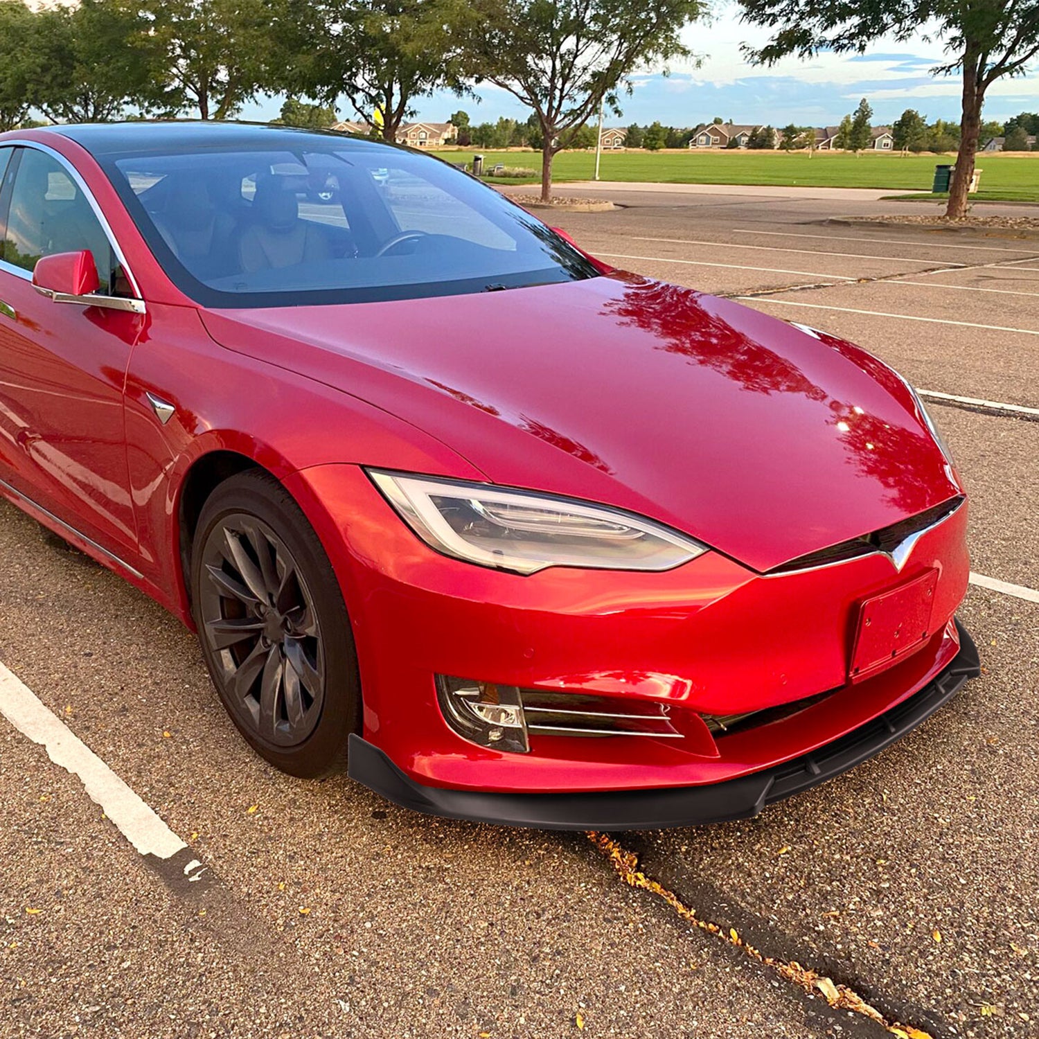 2016-2020 Tesla Model S Matte Black 3Pcs Front Bumper Lip Splitter Kit