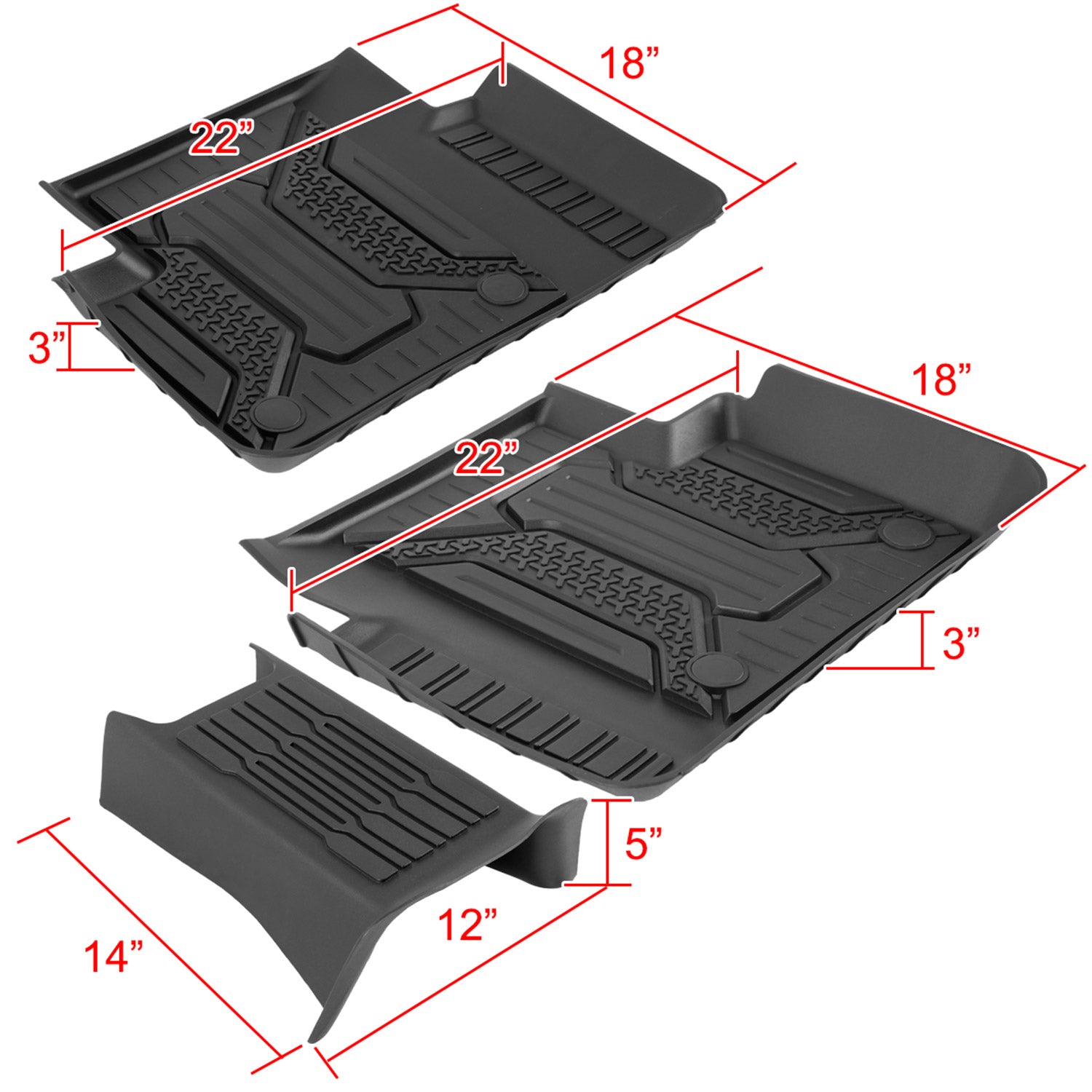 2016-2021 Honda Civic Matte Black TPE Front & Rear Floor Mats All Weather 5PC