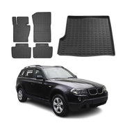 2004-2010 BMW X3 1.gen Floor Mats & Cargo Liner Full Set All Weather Black
