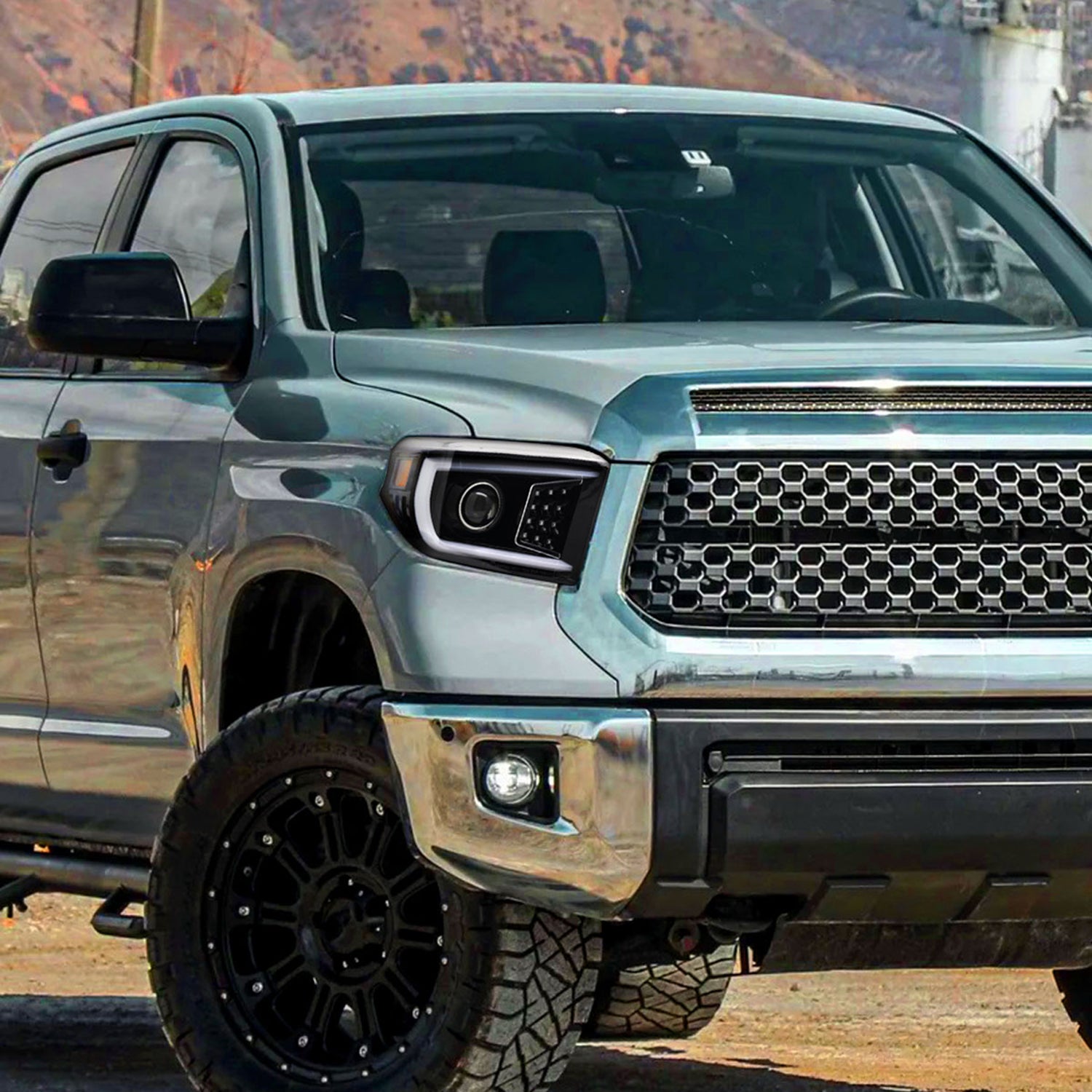 2014-2021 Toyota Tundra LED CBar Projector Headlights Signal Lights Jet Black