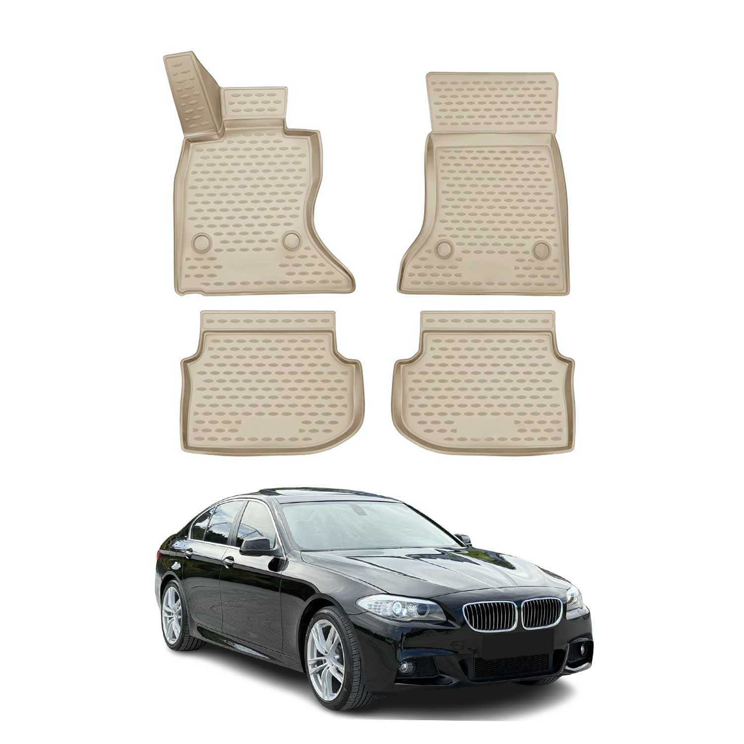 2010-2013 BMW 5 Series F10 F11 4WD xDrive Floor Mats Liners Full Set All Weather Beige