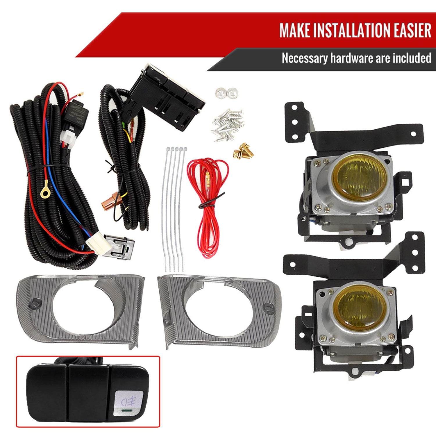 1992-1995 Honda Civic Sedan H3 Fog Lights Kit Chrome Housing/Yellow Lens