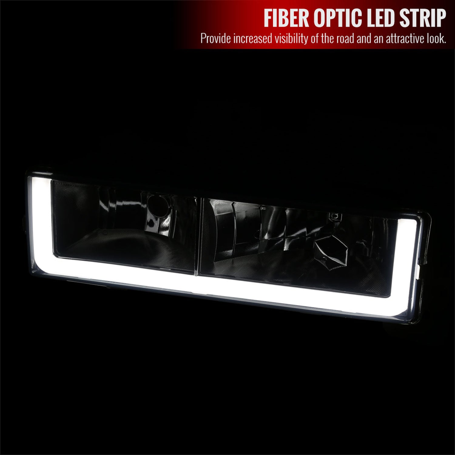 1988-1998 Chevy C10/Tahoe/Sierra/Yukon/Suburban LED Headlights Chrome Smoke