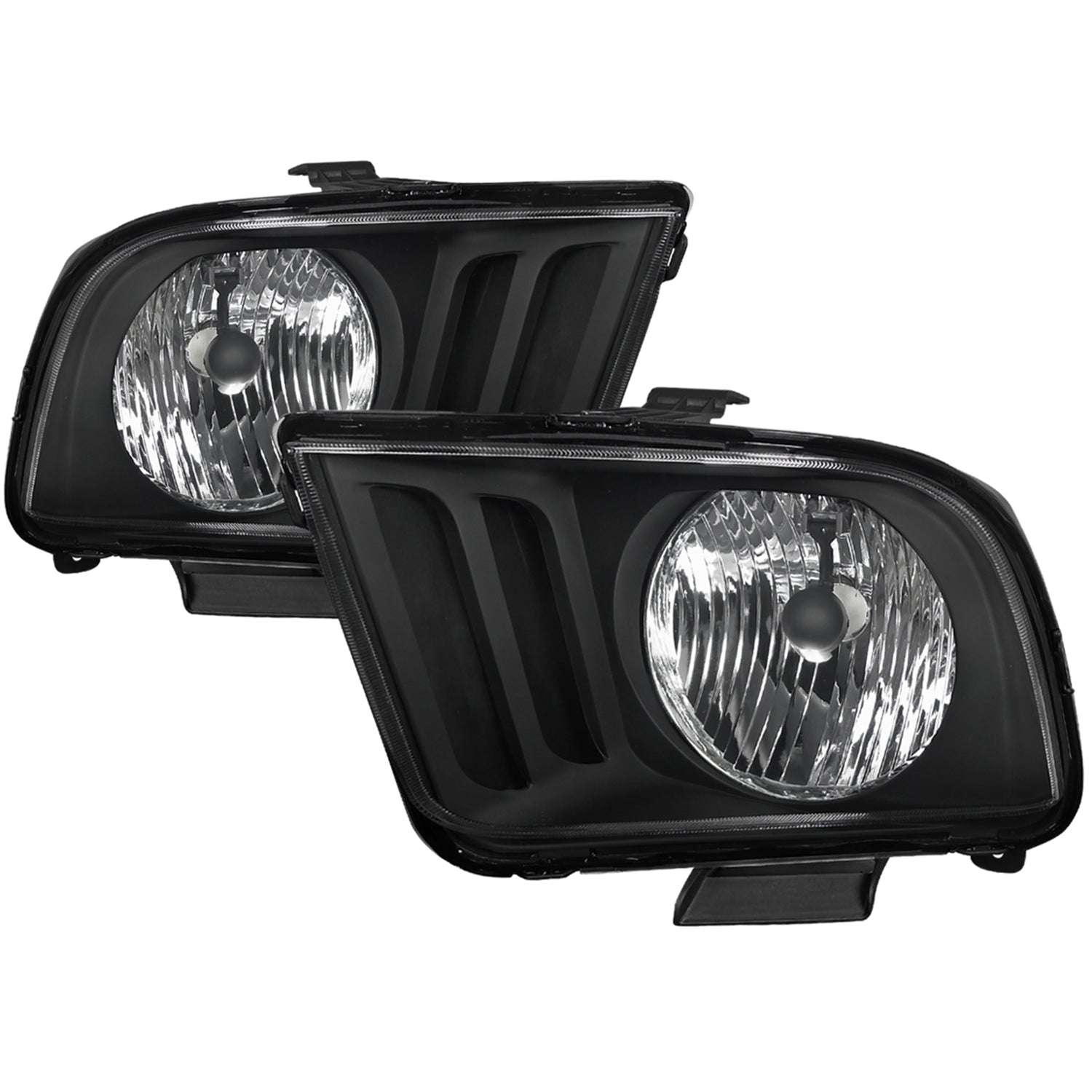 2005-2009 Ford Mustang Factory Style Headlights Matte Black/Clear Lens