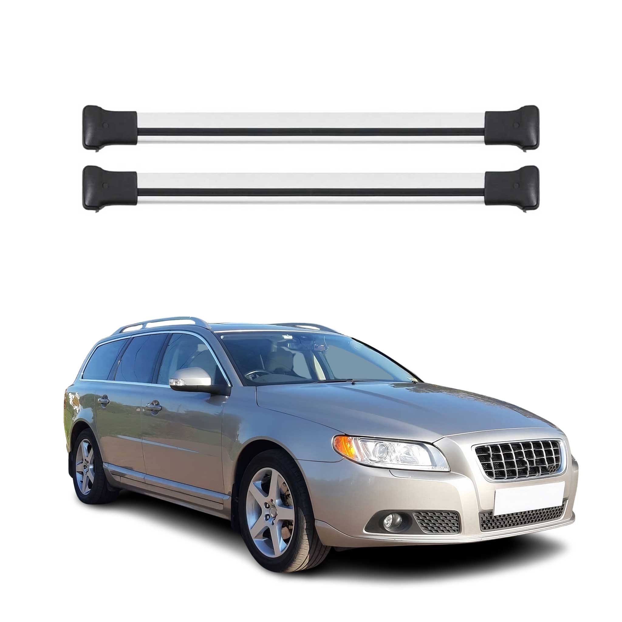 2008-2016 Volvo V70 Roof Rack Cross Bars Silver