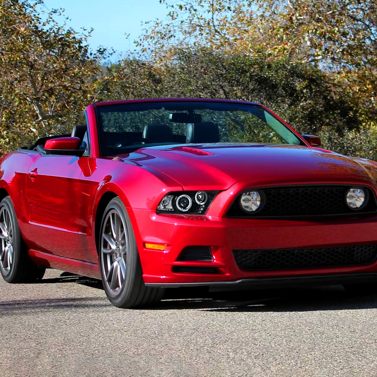 2010-2014 Ford Mustang Dual Halo Projector Headlights Jet Black/Clear Lens