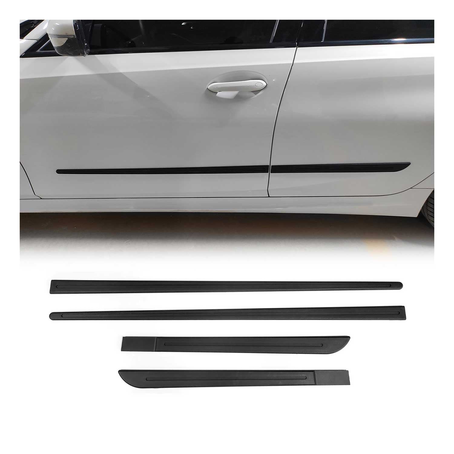 Ford Side Door Molding Trim Skirt Garnish Black 4 Pcs