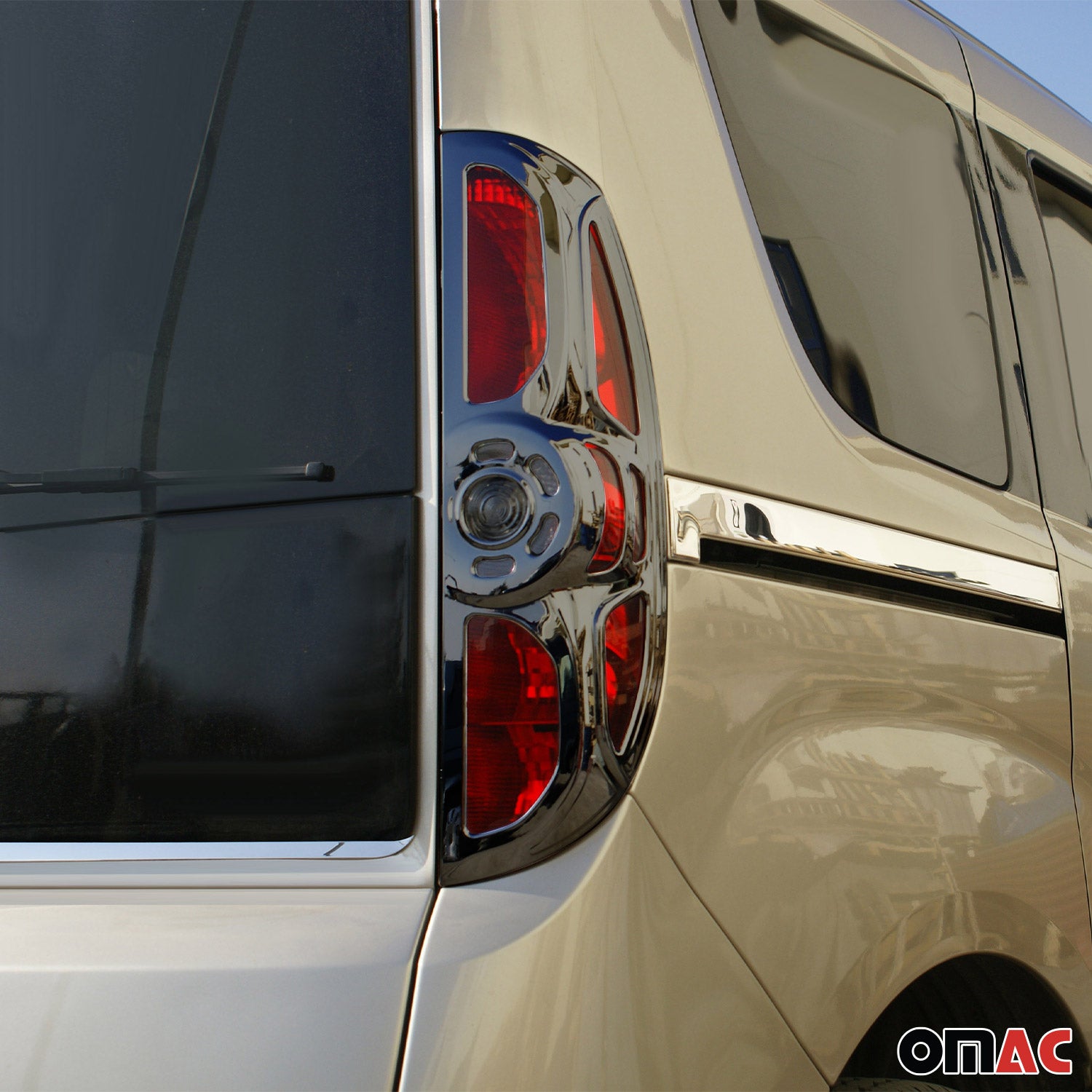 2014-2019 RAM ProMaster City Trunk Tail Light Trim Frame ABS Chrome Dark 2Pcs