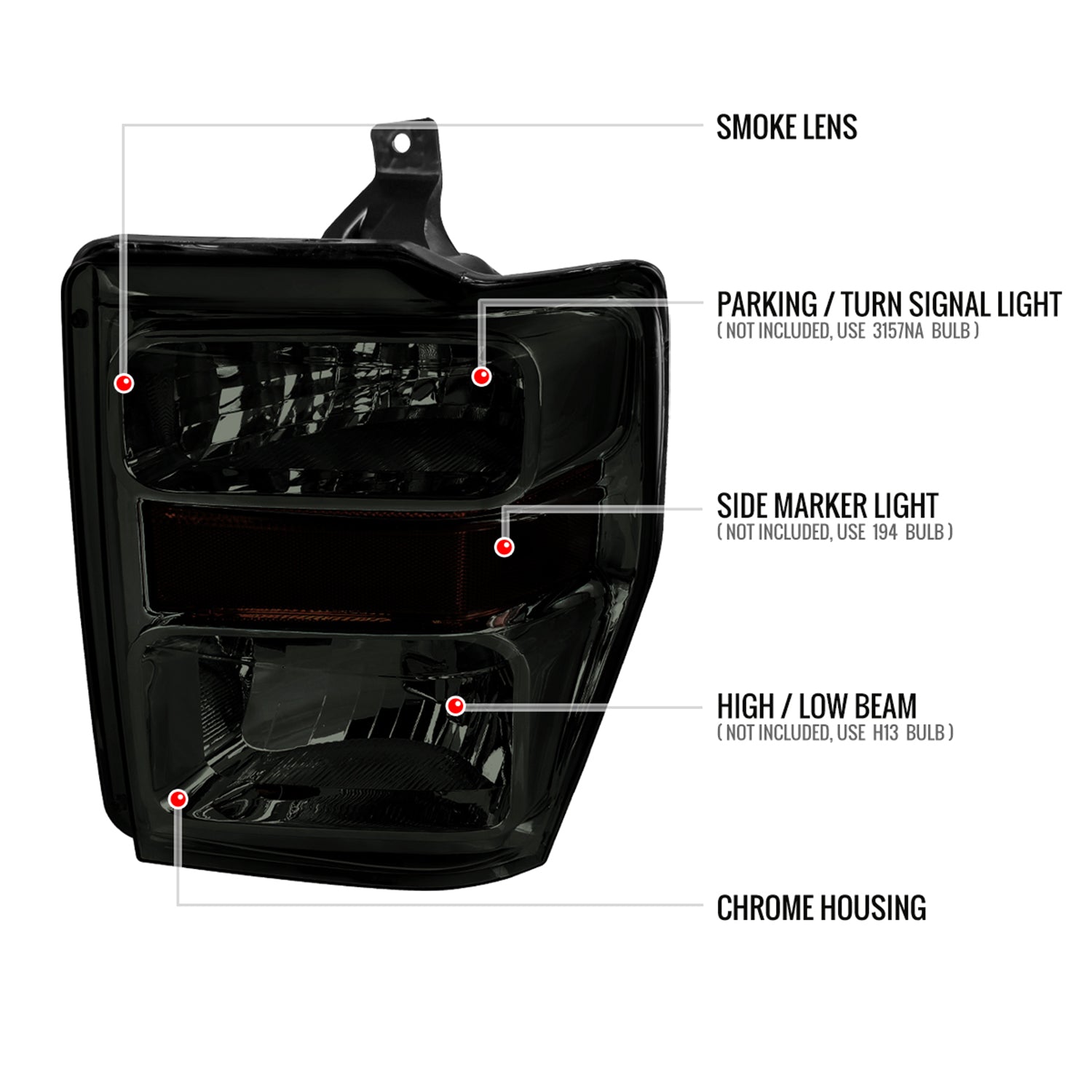 2008-2010 Ford F-250/F-350/F-450 Super Duty Factory Headlights Amber/ Chrome