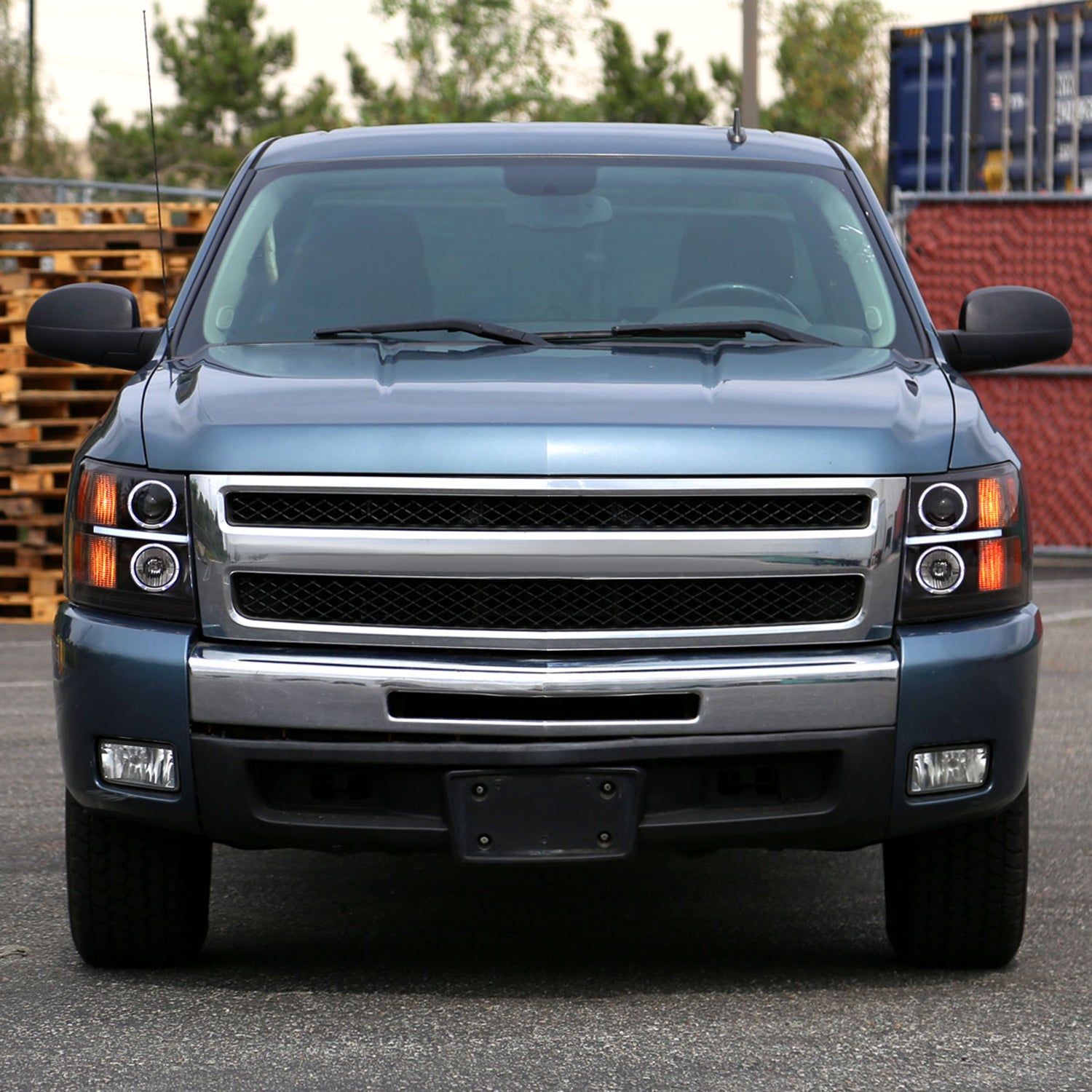 2007-2013 Chevy Silverado 1500 2500 3500 LED Dual Halo Headlights Black